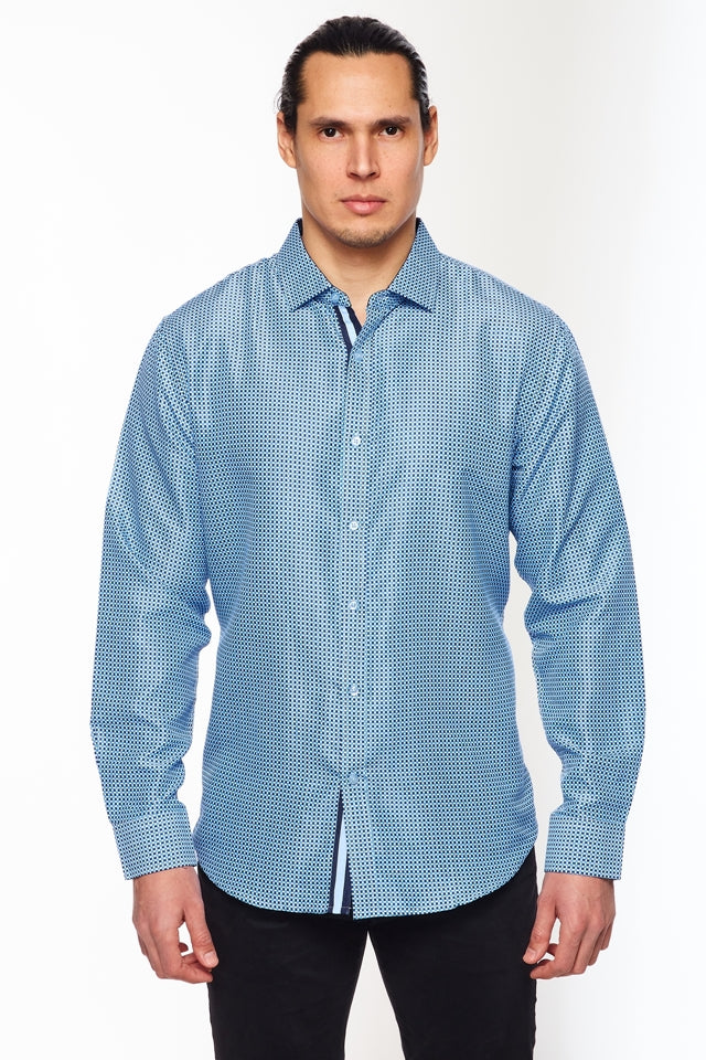 Mens Long Sleeve Printed Casual Button-Down Shirts HLS2004-115