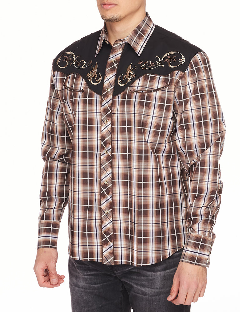 Men's Western Cowboy Embroidery Shirt -PS500-530