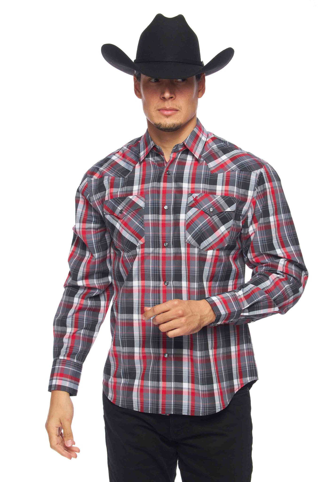 Men's Western Long Sleeve Pearl Snap Plaid Shirt - PS400-402