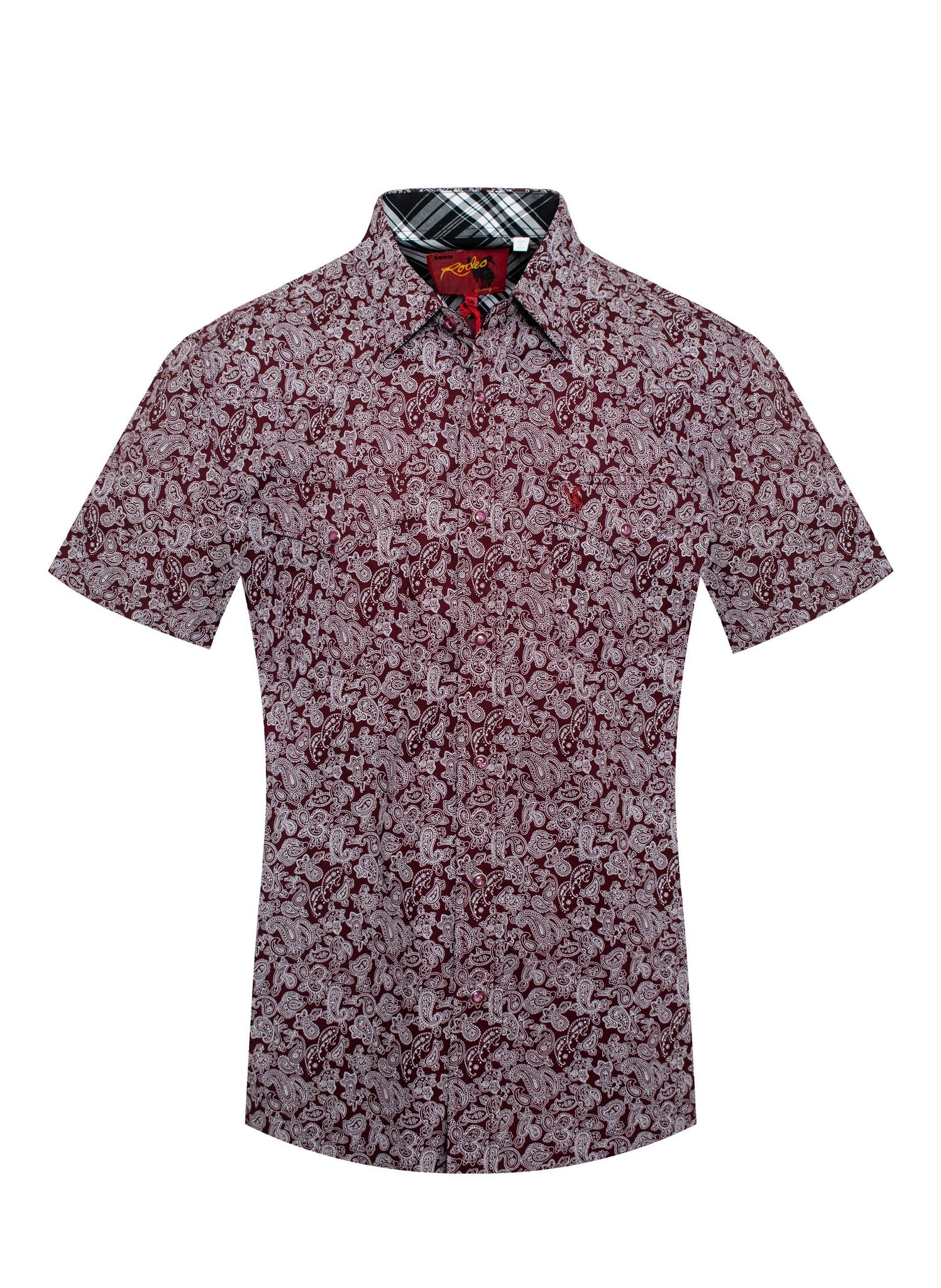 Men's Short Sleeve Pearl Snap Print Shirt-PS100S-112