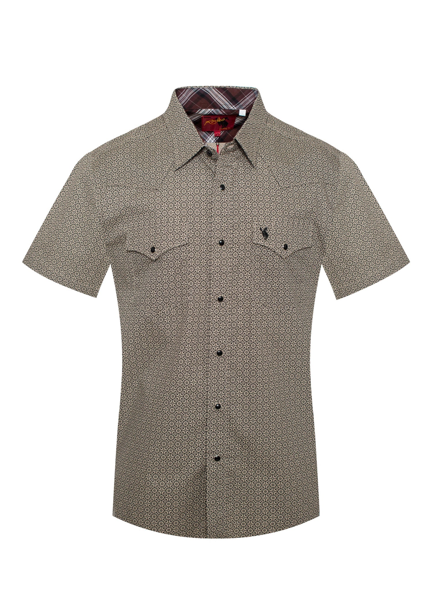Men's Short Sleeve Pearl Snap Print Shirt -PS100S-148