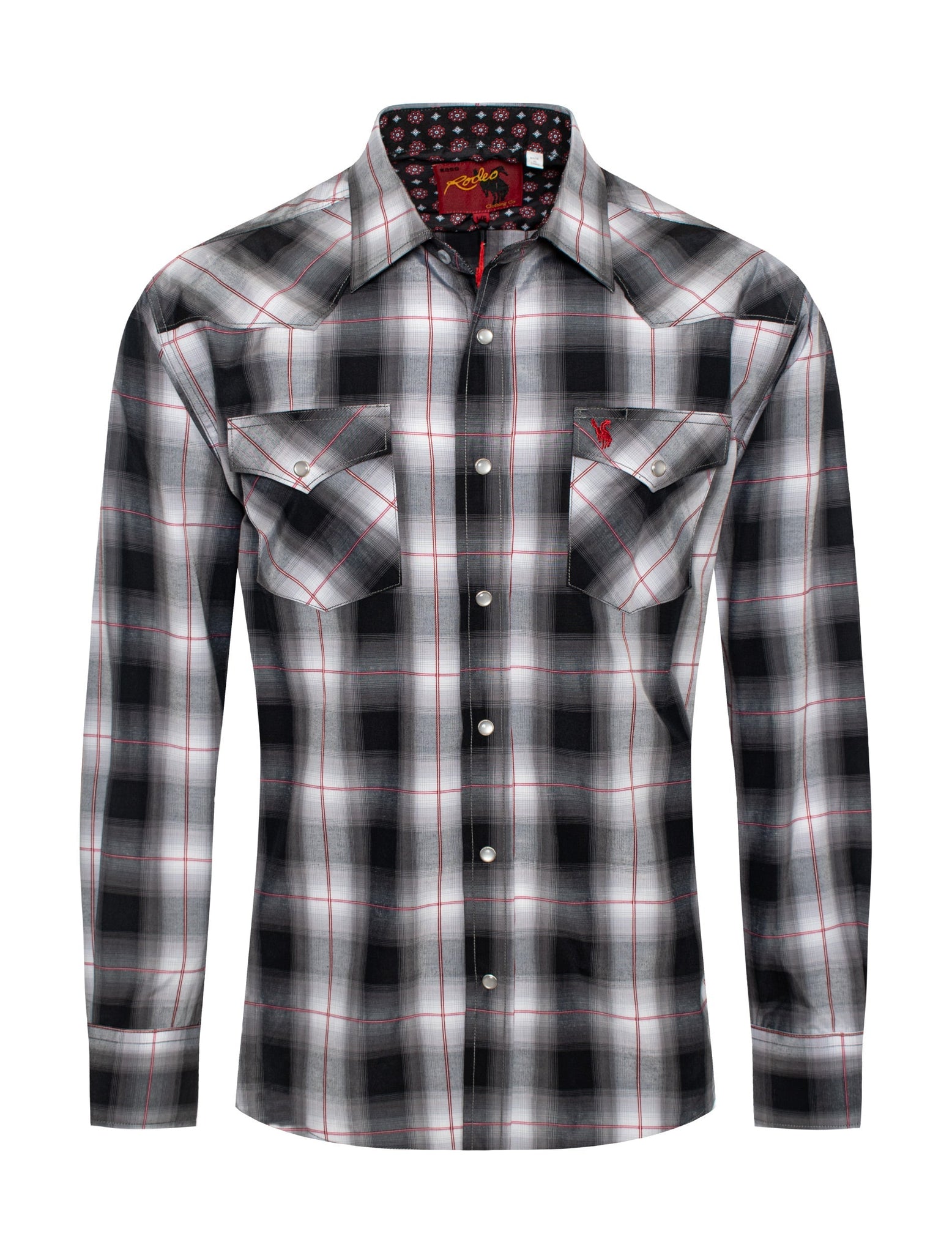 Men's Western Long Sleeve Pearl Snap Plaid Shirt -PS400-415