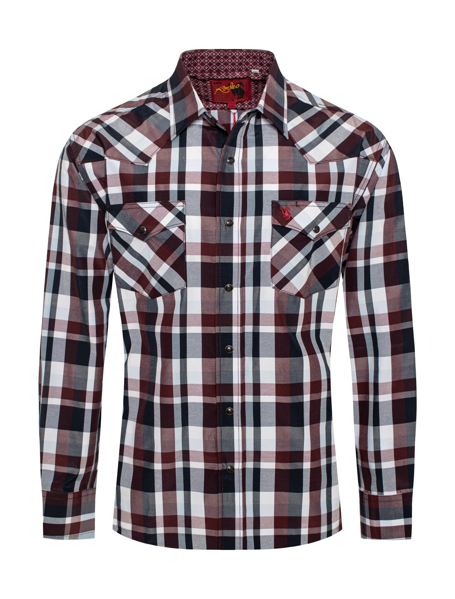 Men's Western Long Sleeve Pearl Snap Plaid Shirt -PS400-416