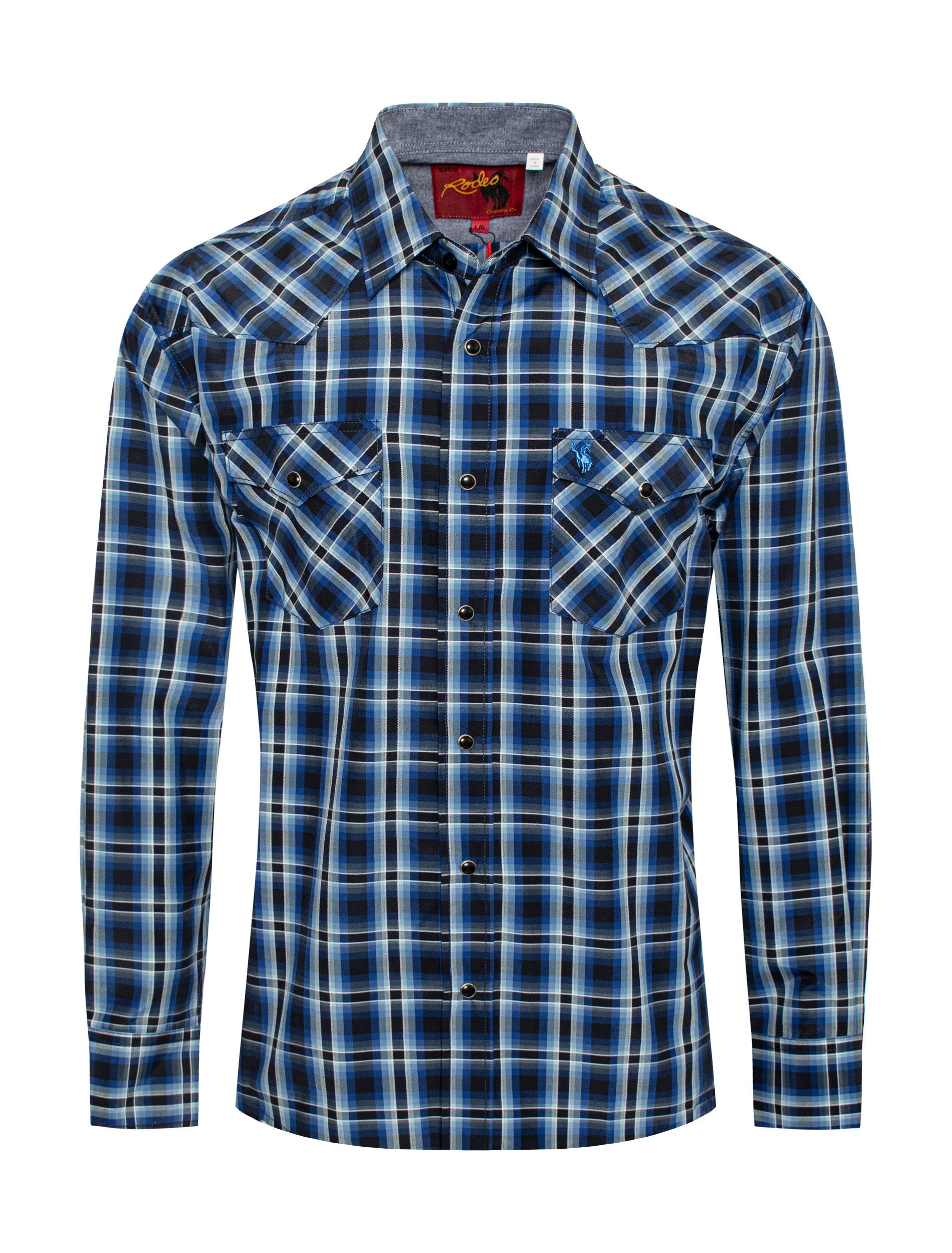 Men's Western Classic Long Sleeve Pearl Snap Button Plaid Shirt