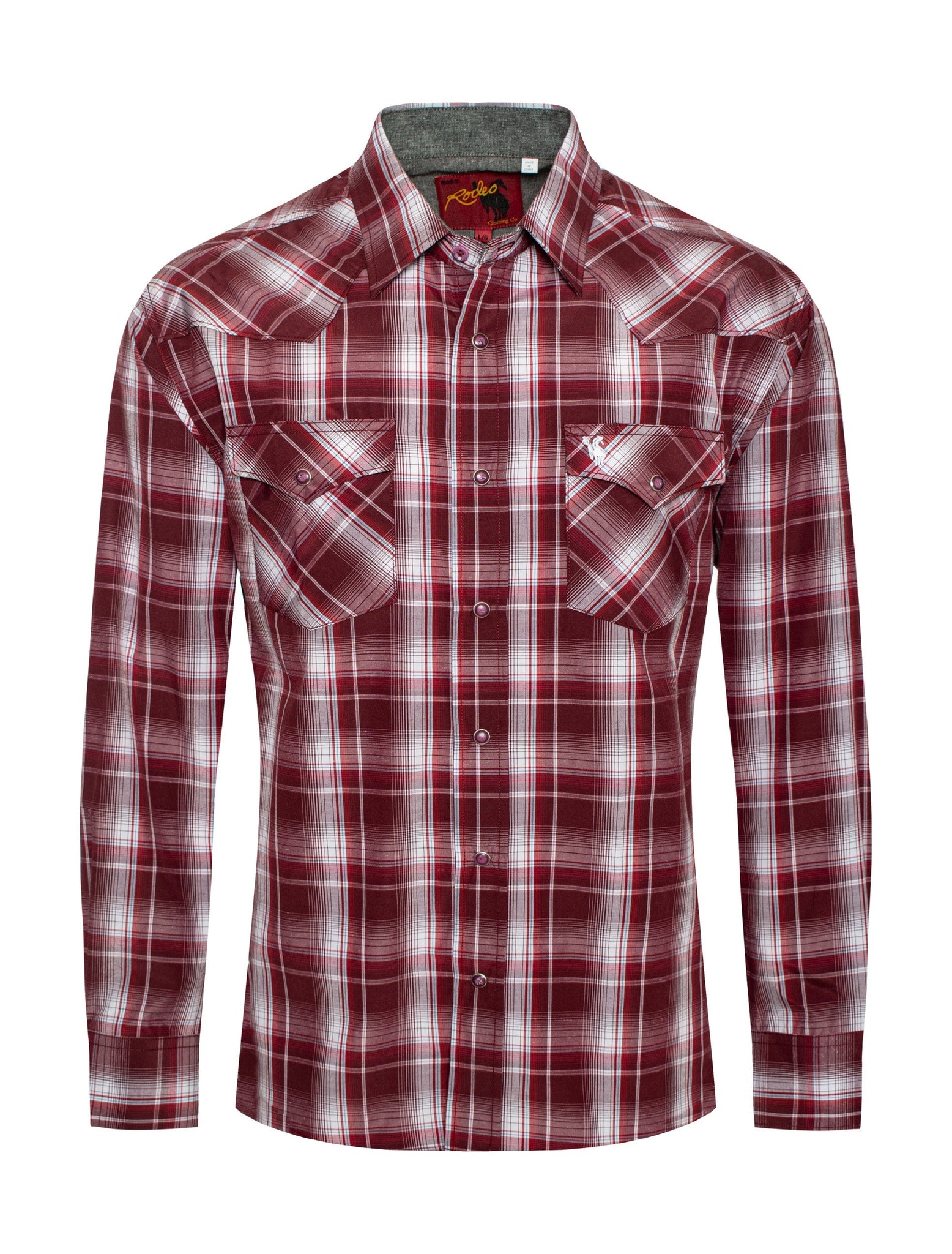 Men's Western Long Sleeve Pearl Snap Plaid Shirt -PS400-421