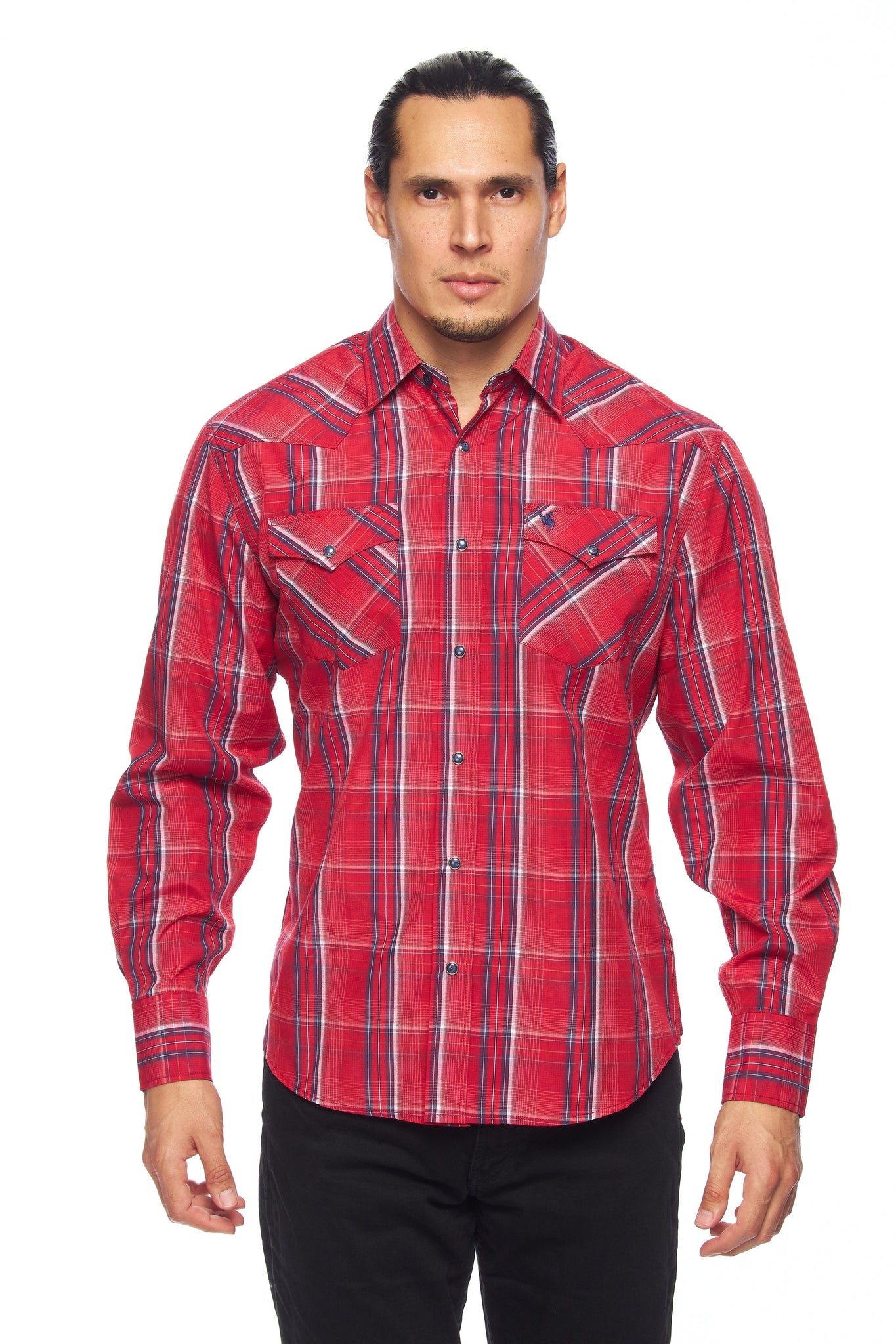 Men's Western Long Sleeve Pearl Snap Plaid Shirt - PS400-407
