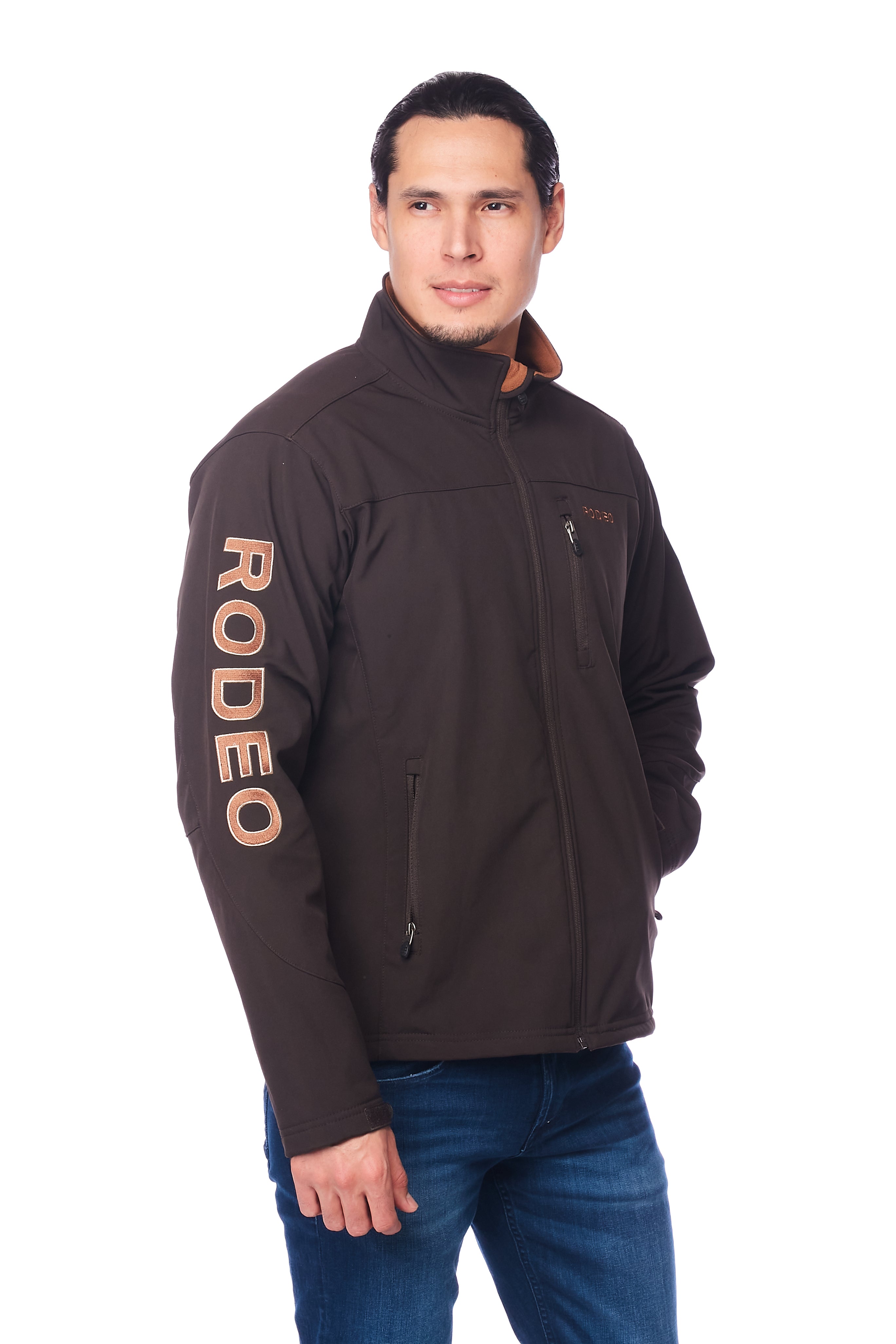 Men's Soft Shell Bonded Jacket-NJ650-EMB-BROWN-COGNAC - Rodeo Clothing wholesale 