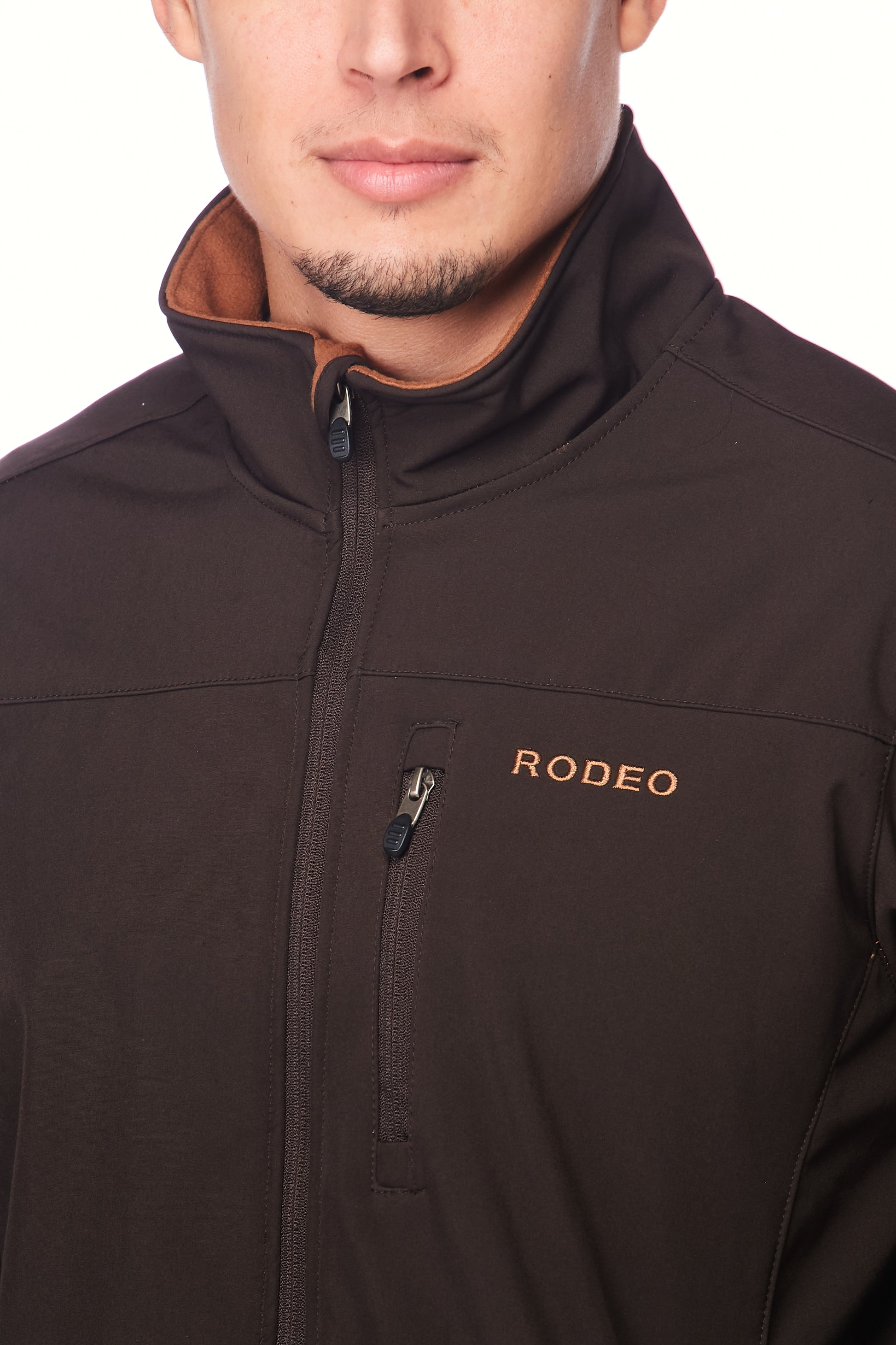 Men's Soft Shell Bonded Jacket-NJ650-EMB-BROWN-COGNAC - Rodeo Clothing wholesale 