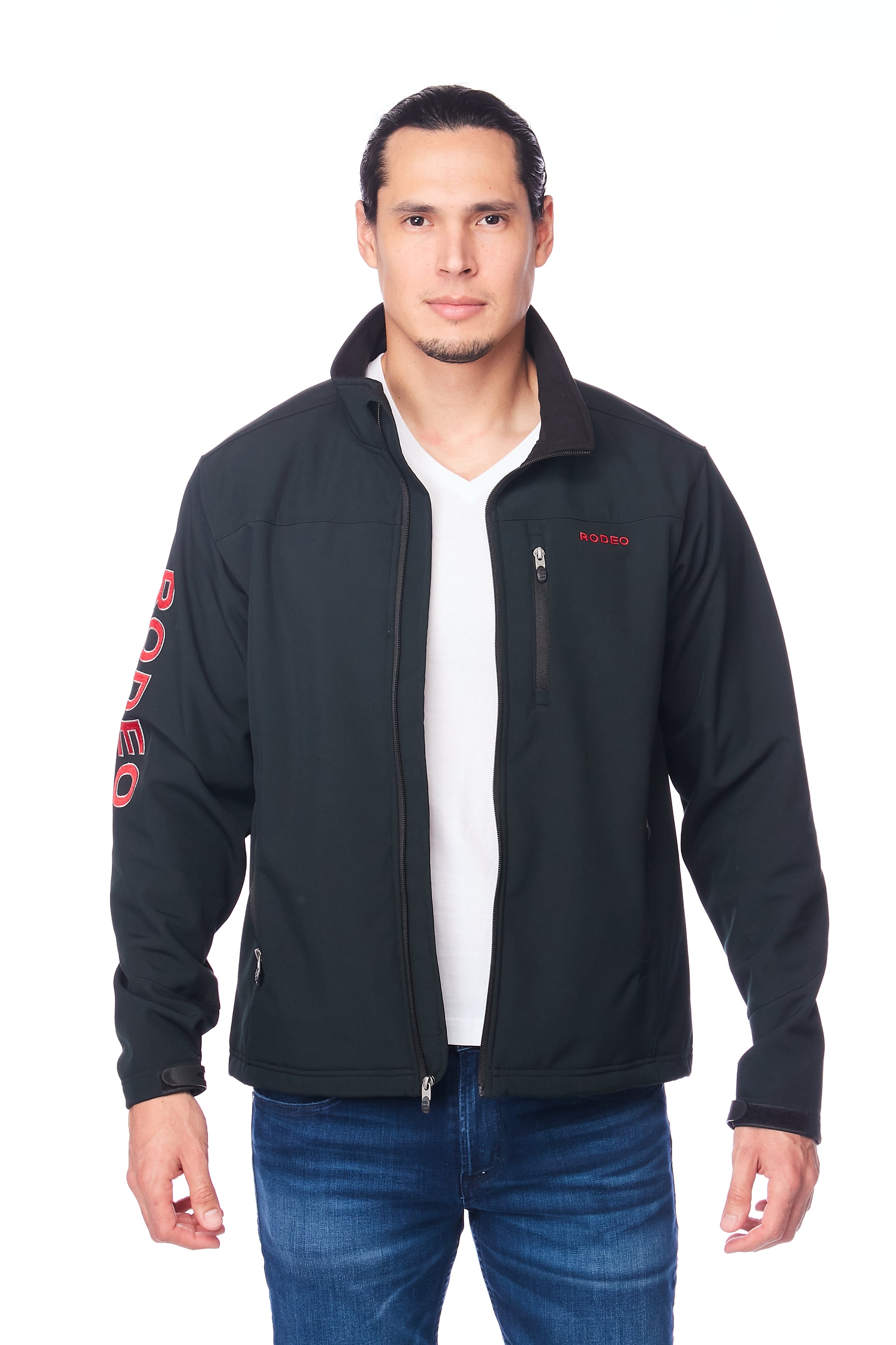 Men's Soft Shell Bonded Jacket With Embroidery-NJ650-EMB-BLACK-RED - Rodeo Clothing wholesale 