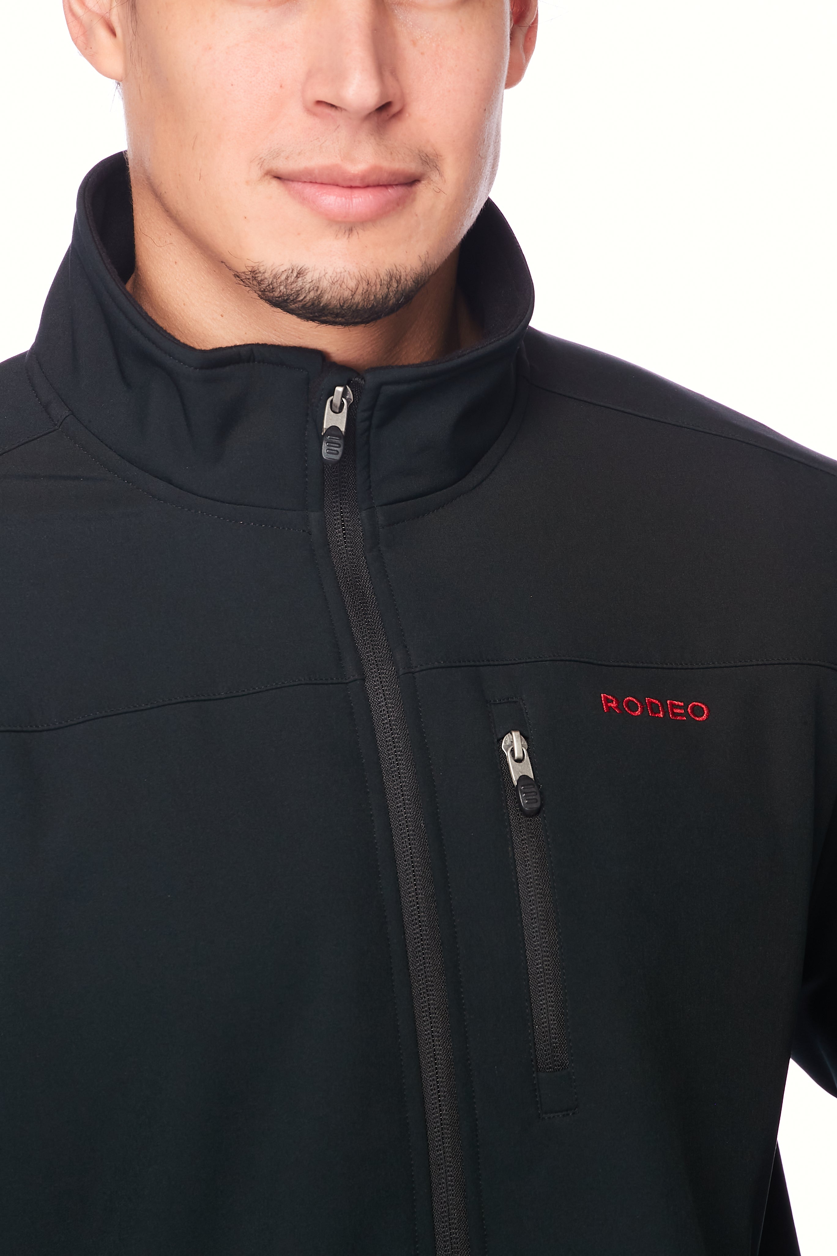 Men's Soft Shell Bonded Jacket With Embroidery-NJ650-EMB-BLACK-RED - Rodeo Clothing wholesale 