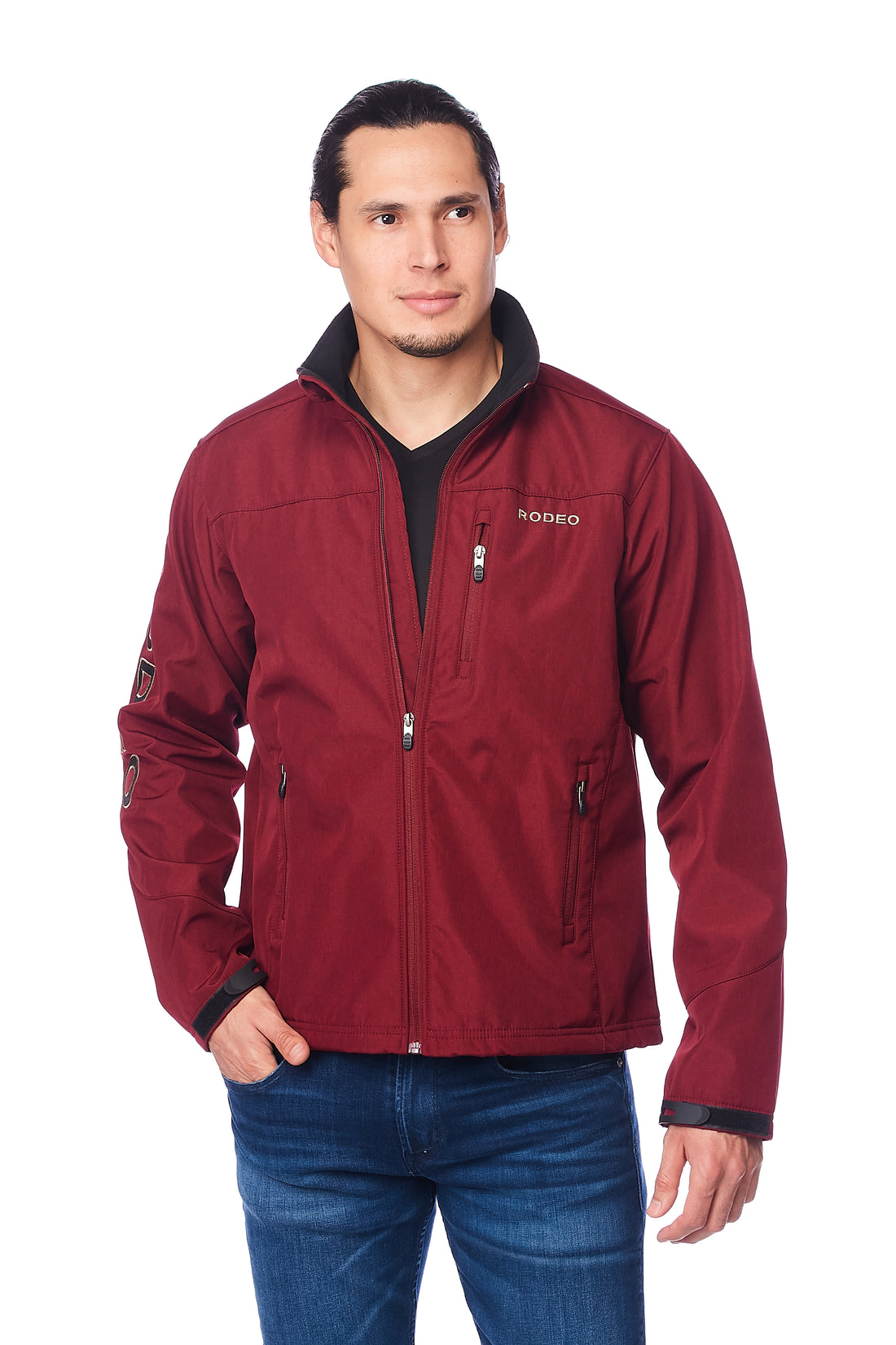 Men's Soft Shell Bonded Jacket-NJ650-EMB-BURG-BLACK - Rodeo Clothing wholesale 