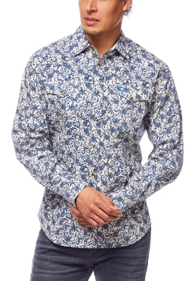 Men's Western Pearl Snaps Print Shirt - PS100L-143