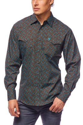 Men's Western Pearl Snaps Print Shirt - PS100L-139