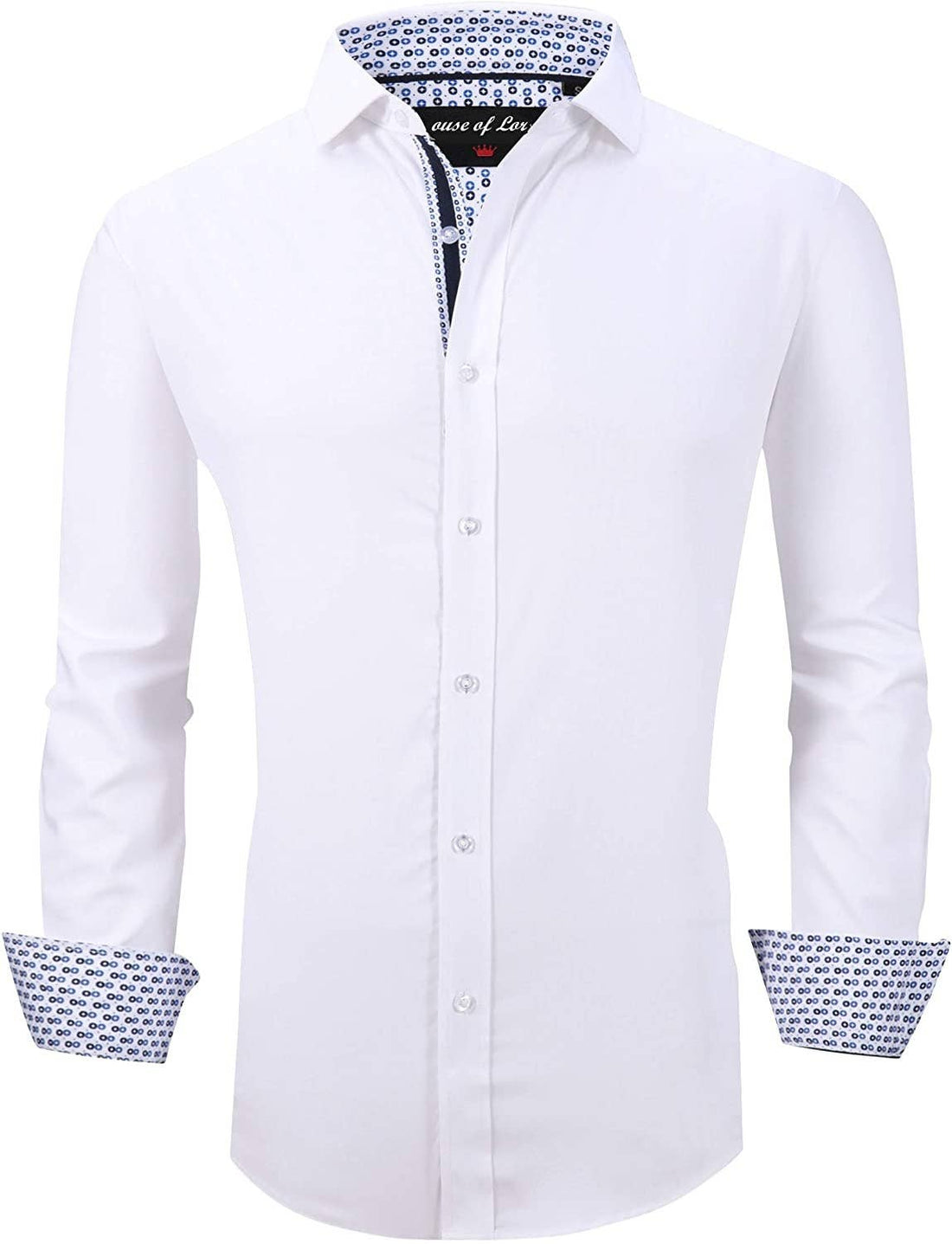 Calvetti Mens Dress Shirts Wrinkle Free Regular Long Sleeve Shirts-WHITE - Rodeo Clothing wholesale 