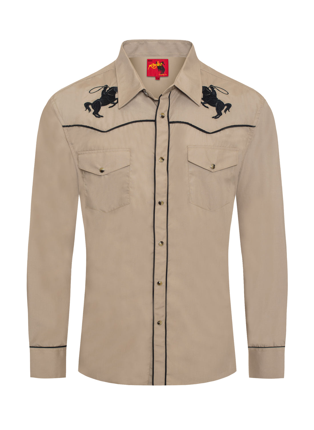 Men's Poly/Cotton L/S Horse Embroidery Western Shirts-PS560L-506 - Rodeo Clothing wholesale 