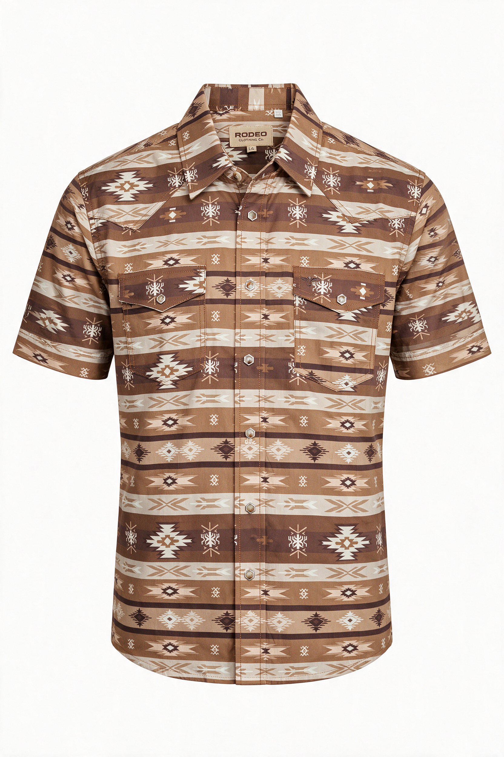 Men's Western Pearl Snap Aztec Print Shirt-MPS110S-1166