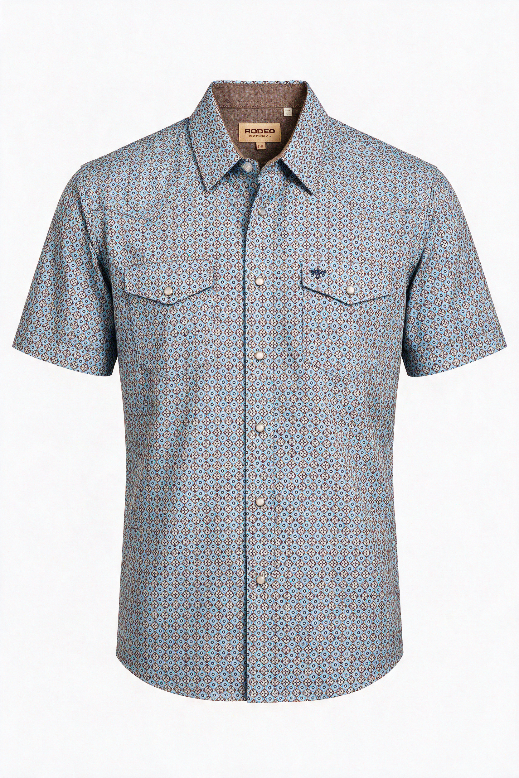 Men's Short Sleeve Pearl Snap Print Shirt-PS100S-1182