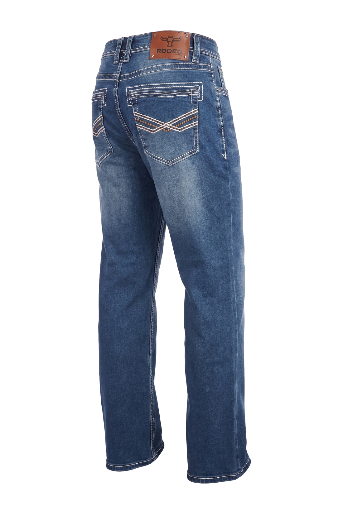 MEN'S COTTON/SPANDEX STRETCH FANCY SLIM STRAIGHT JEANS-504-LT BLUE