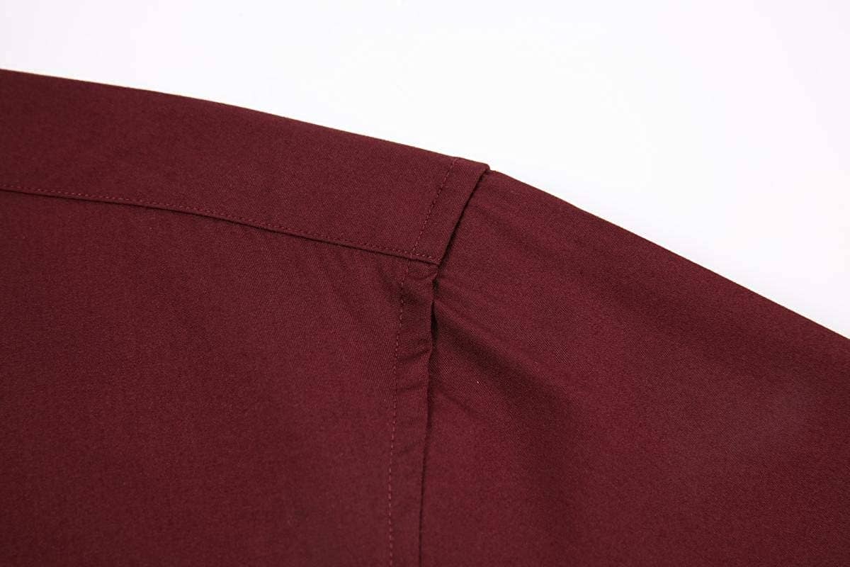Calvetti Mens Dress Shirts Wrinkle Free Regular Long Sleeve Shirts-BURGUNDY - Rodeo Clothing wholesale 