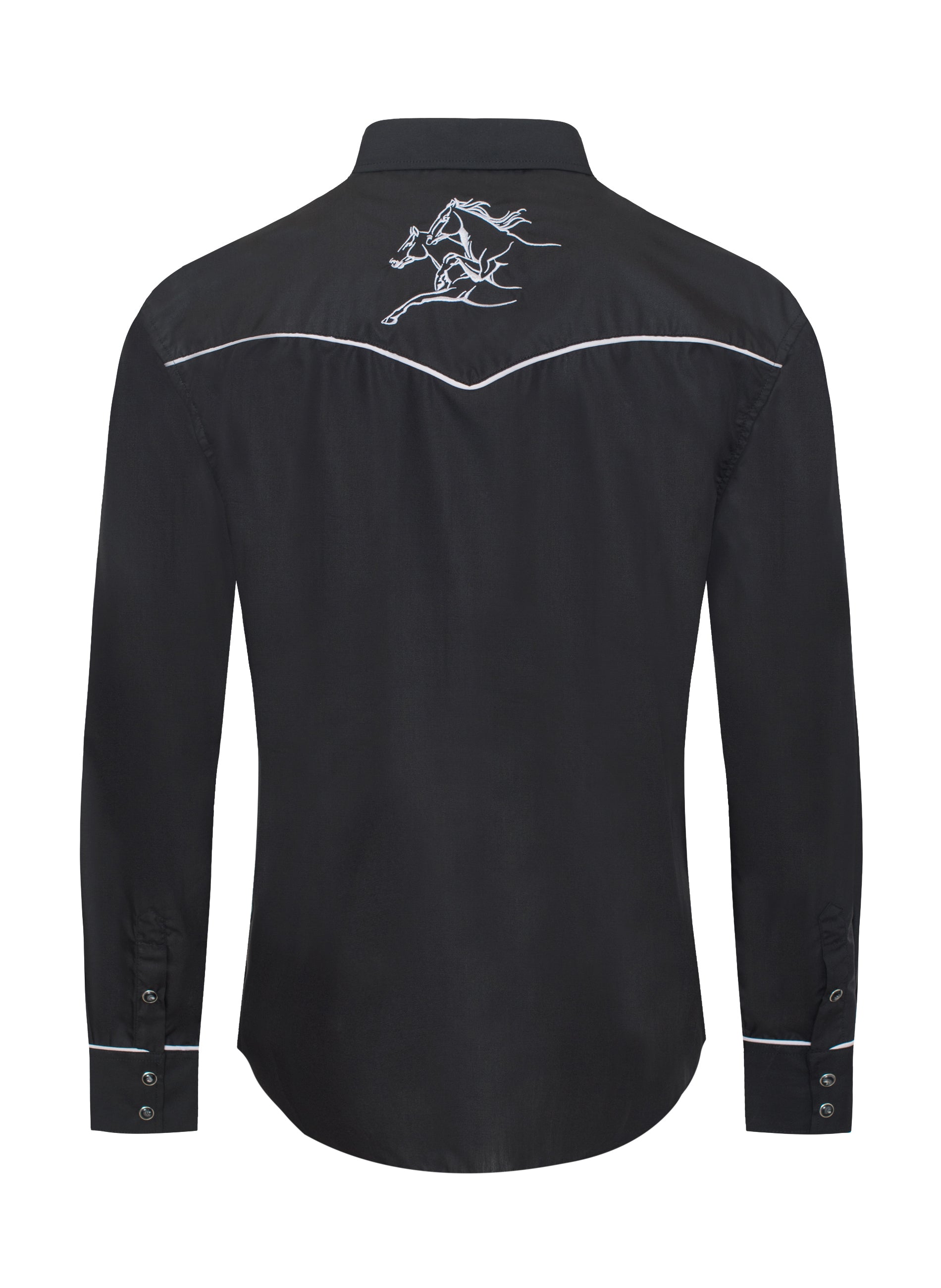 Men's Poly/Cotton L/S Horse Embroidery Western Shirts-PS560L-504 - Rodeo Clothing wholesale 