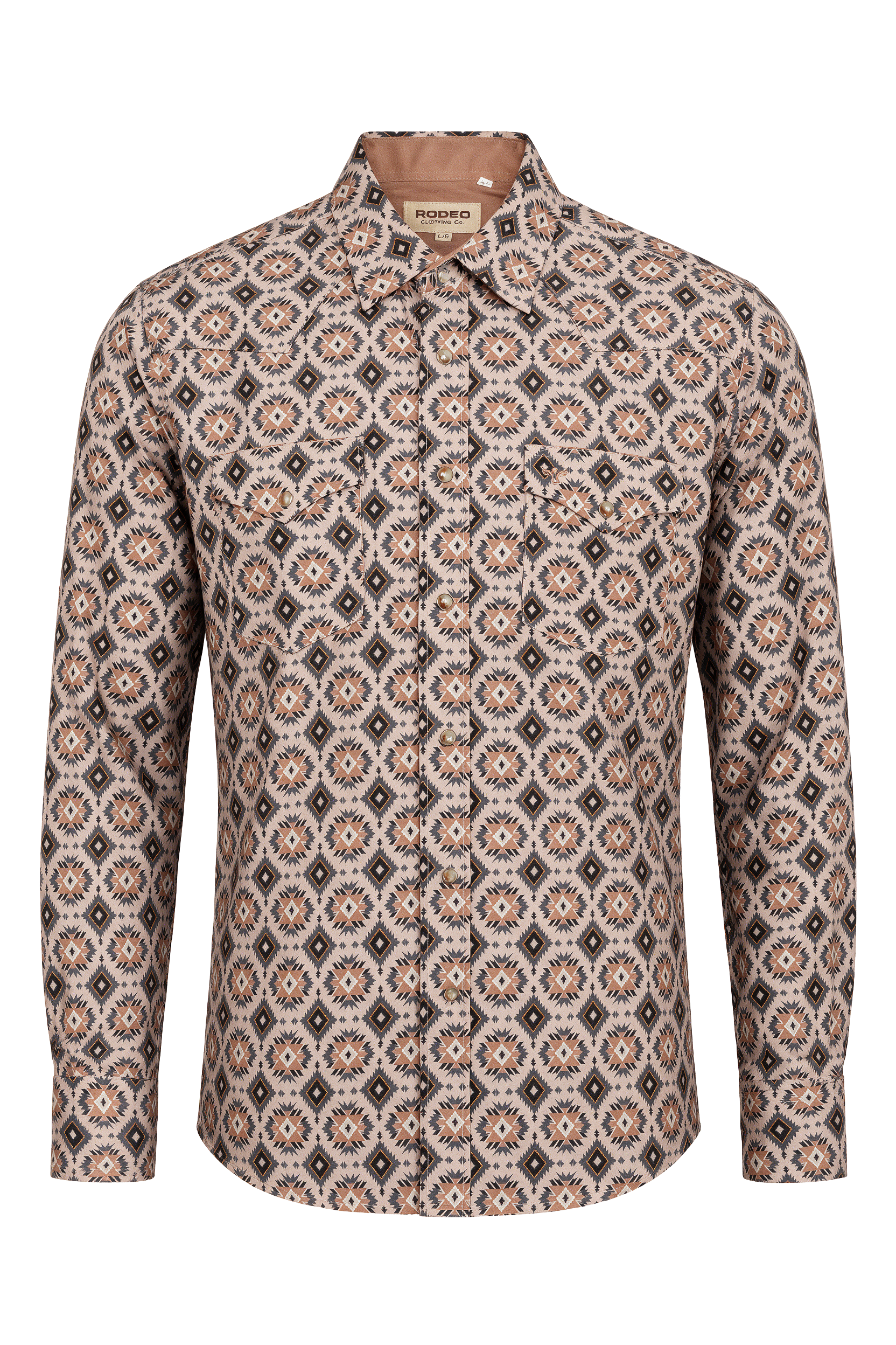 Men's Western Pearl Snap Aztec Print Shirt-MPS110L-1118