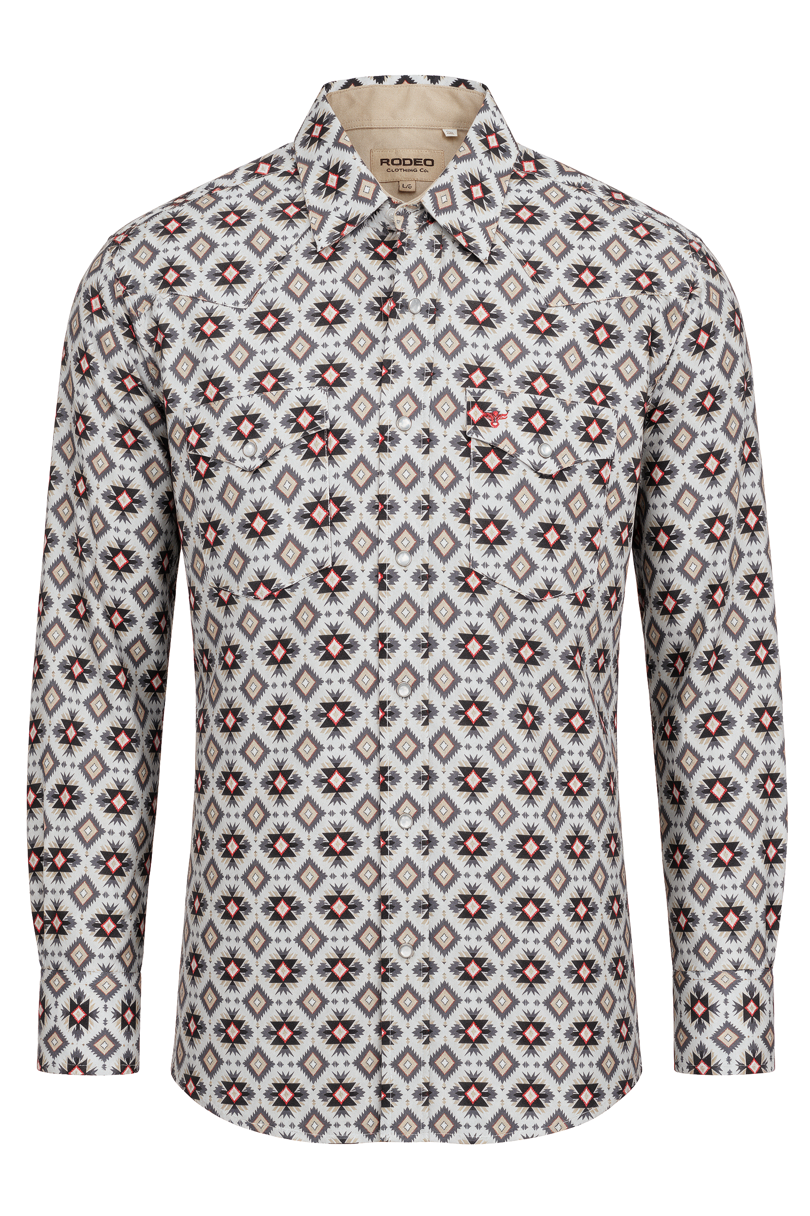 Men's Western Pearl Snap Aztec Print Shirt-MPS110L-1119