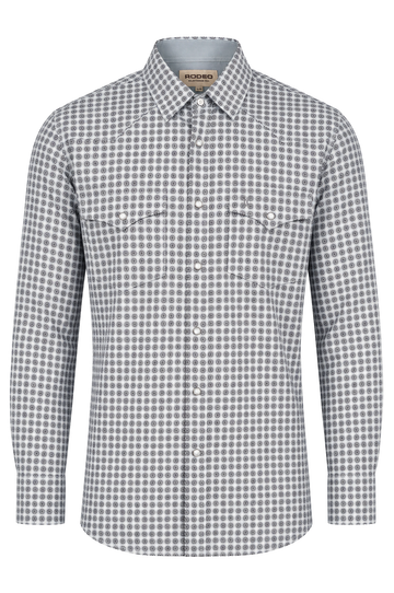 Men's Western Pearl Snap Aztec Print Shirt-MPS110L-1155