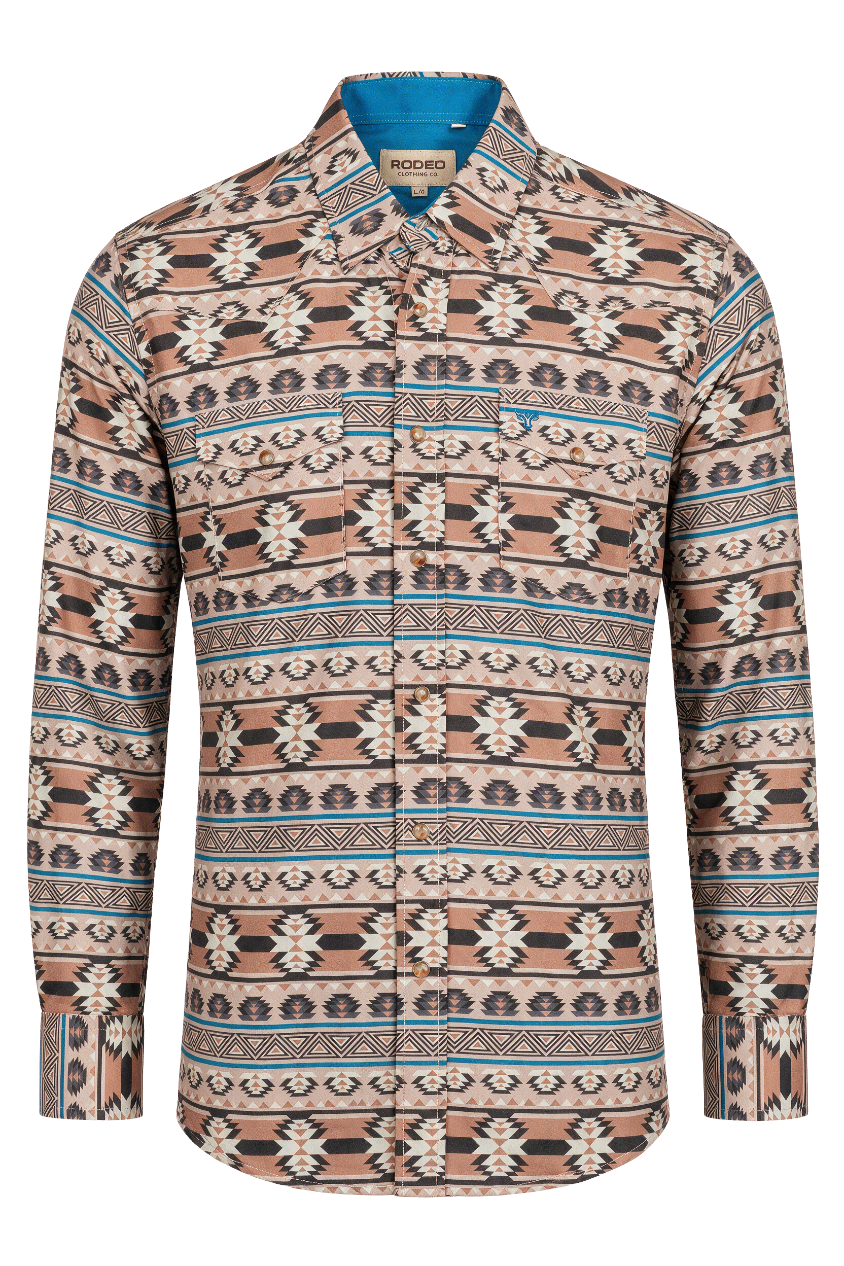 Men's Western Pearl Snap Aztec Print Shirt-MPS110L-1156