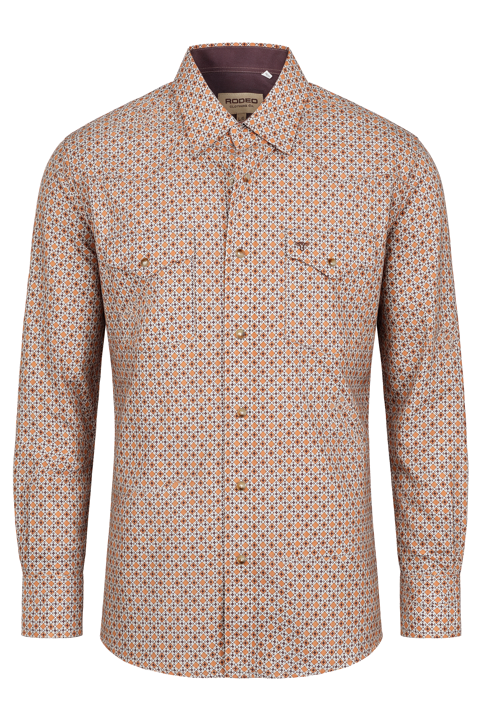 Men's Western Pearl Snap Aztec Print Shirt-MPS110L-1160
