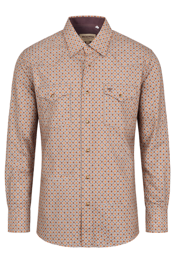 Men's Western Pearl Snap Aztec Print Shirt-MPS110L-1160