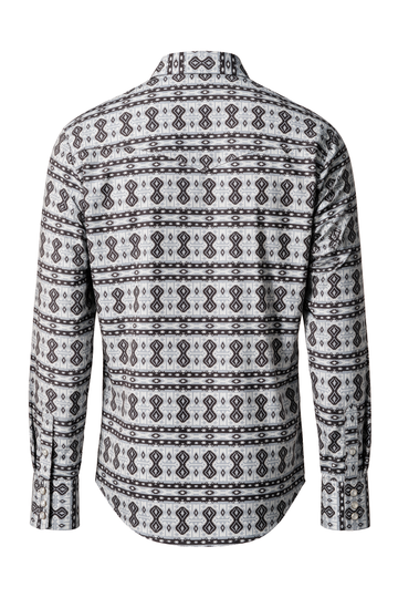 Men's Western Pearl Snap Aztec Print Shirt-MPS110L-1161