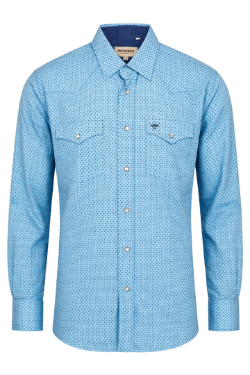 Men's Western Pearl Snap Aztec Print Shirt-MPS110L-1163