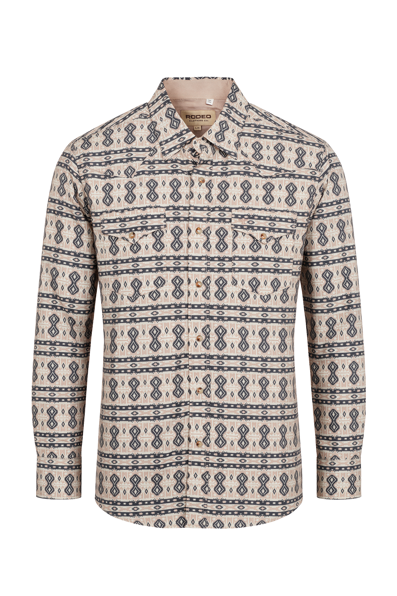 Men's Western Pearl Snap Aztec Print Shirt-MPS110L-1166