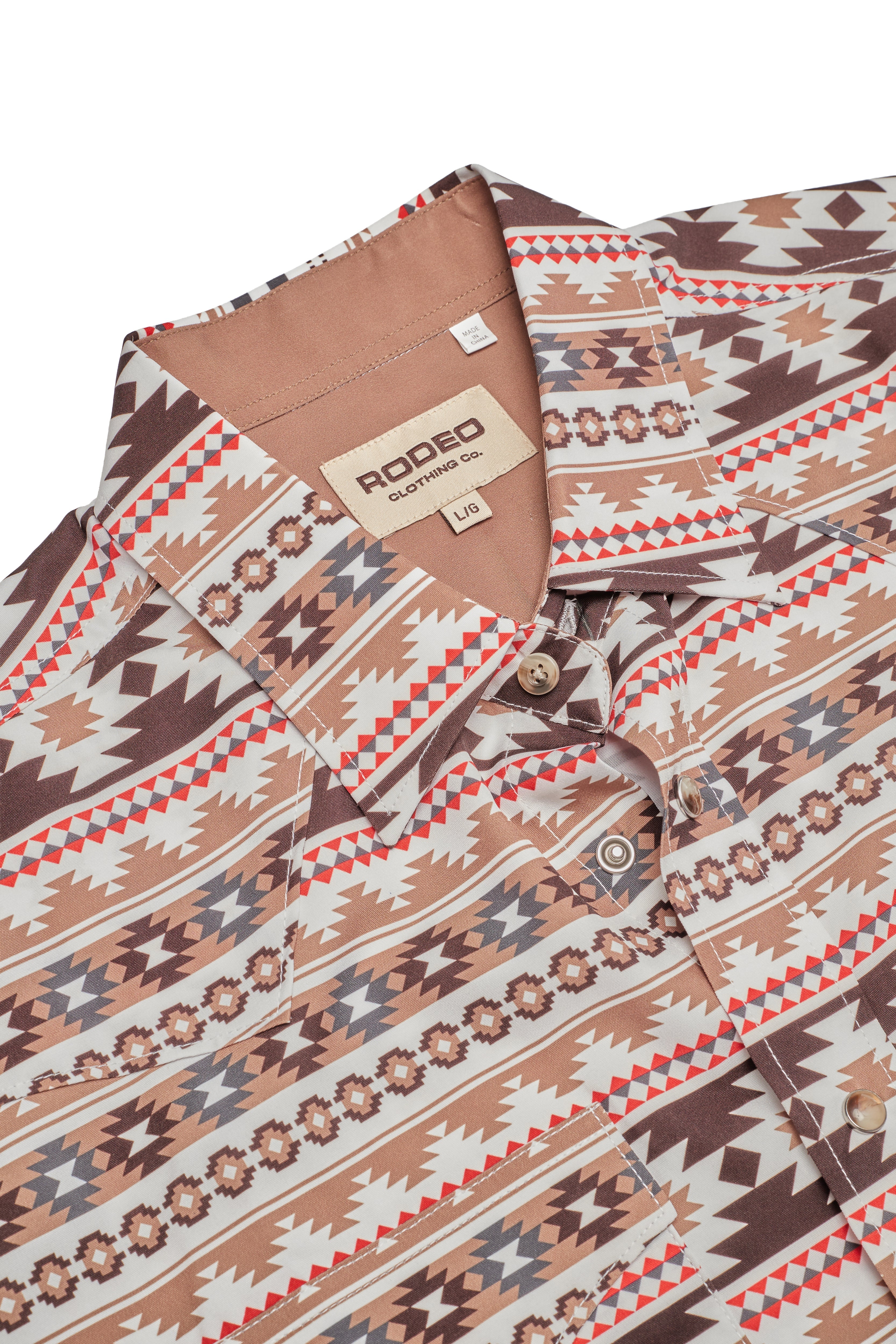 Men's Western Pearl Snap Aztec Print Shirt-MPS110S-1056