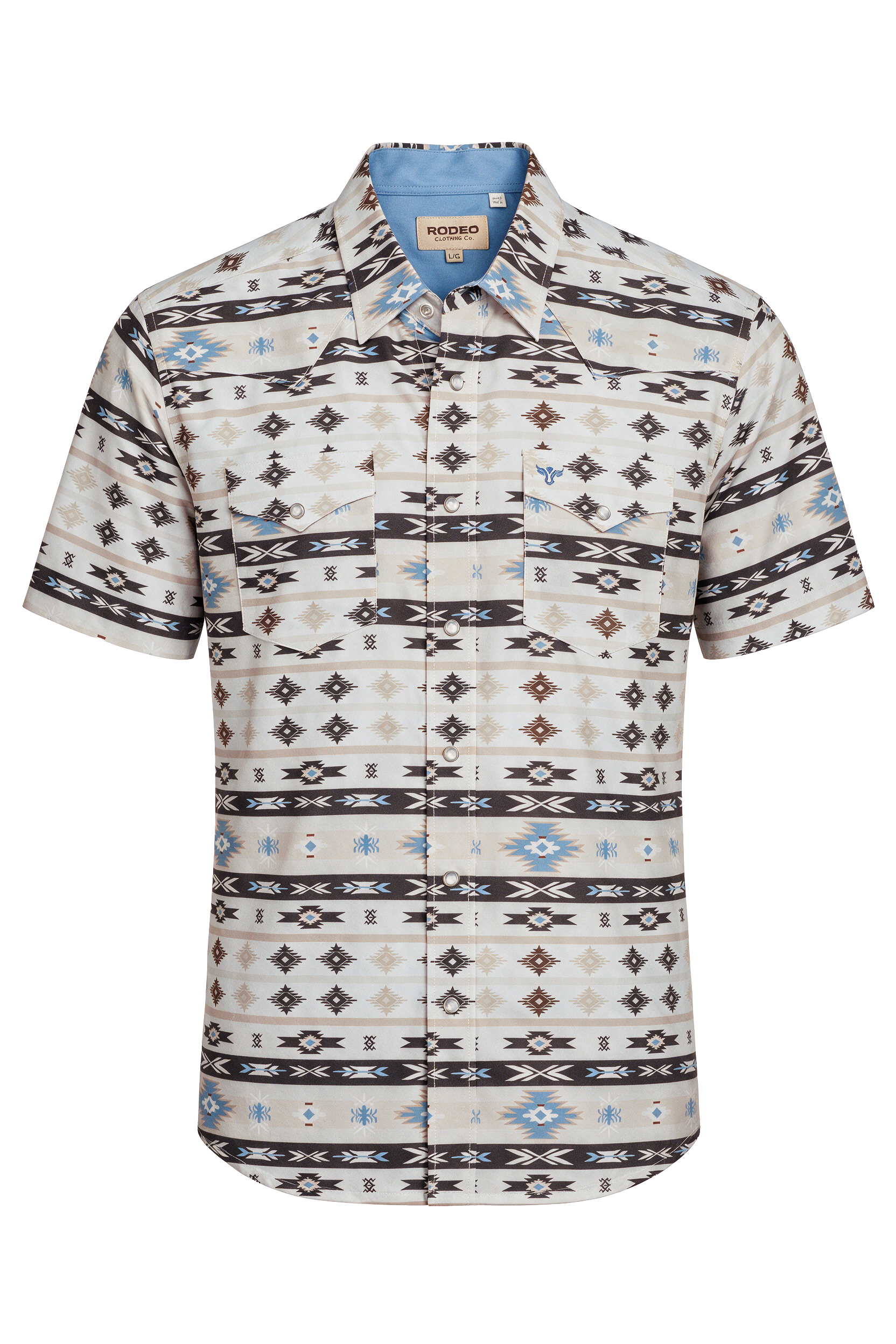 Men's Western Pearl Snap Aztec Print Shirt-MPS110S-1167