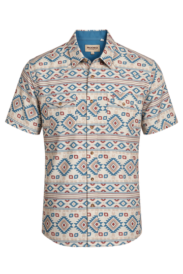 Men's Western Pearl Snap Aztec Print Shirt-MPS110S-1168