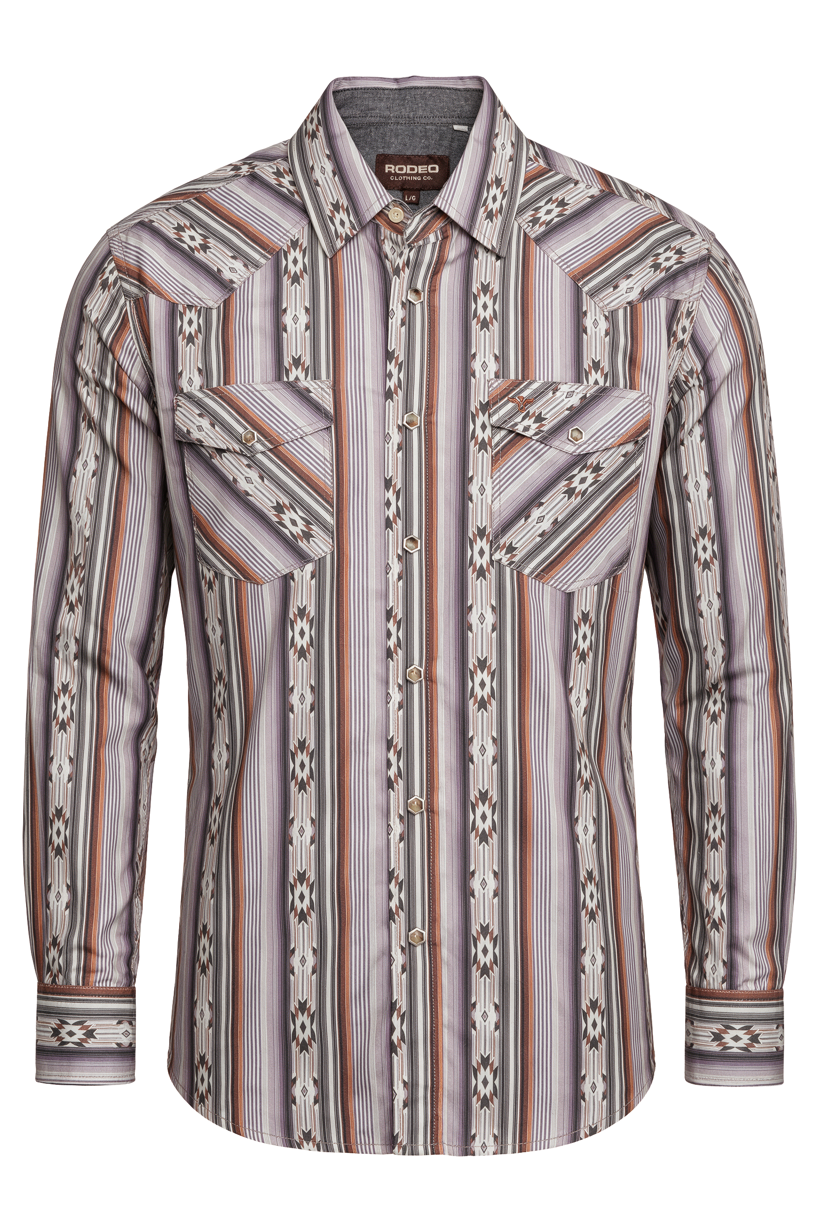 Men's Western Pearl Snap Print Shirt-PS100L-1115