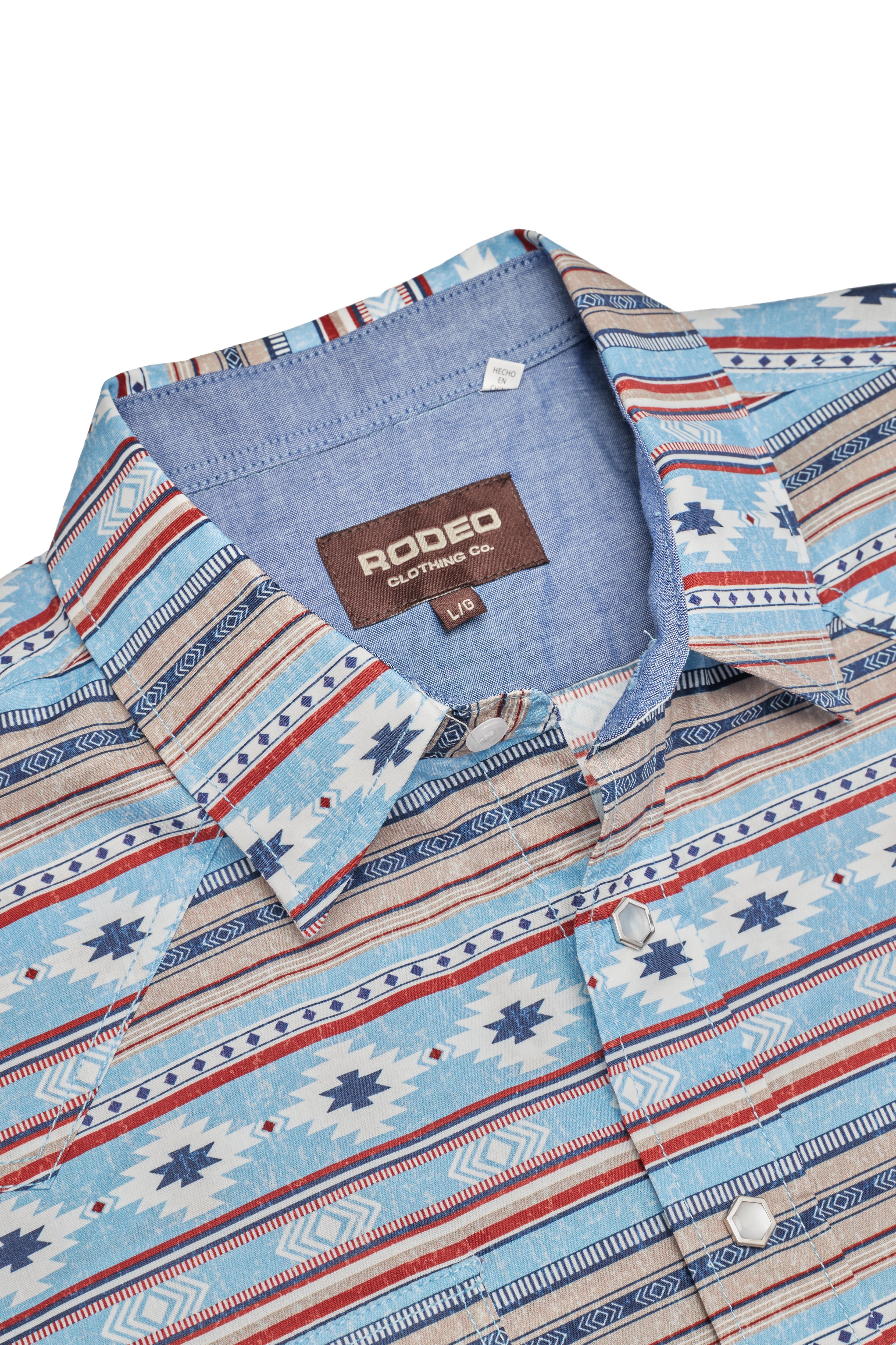 Men's Western Pearl Snap Print Shirt-PS100L-1118