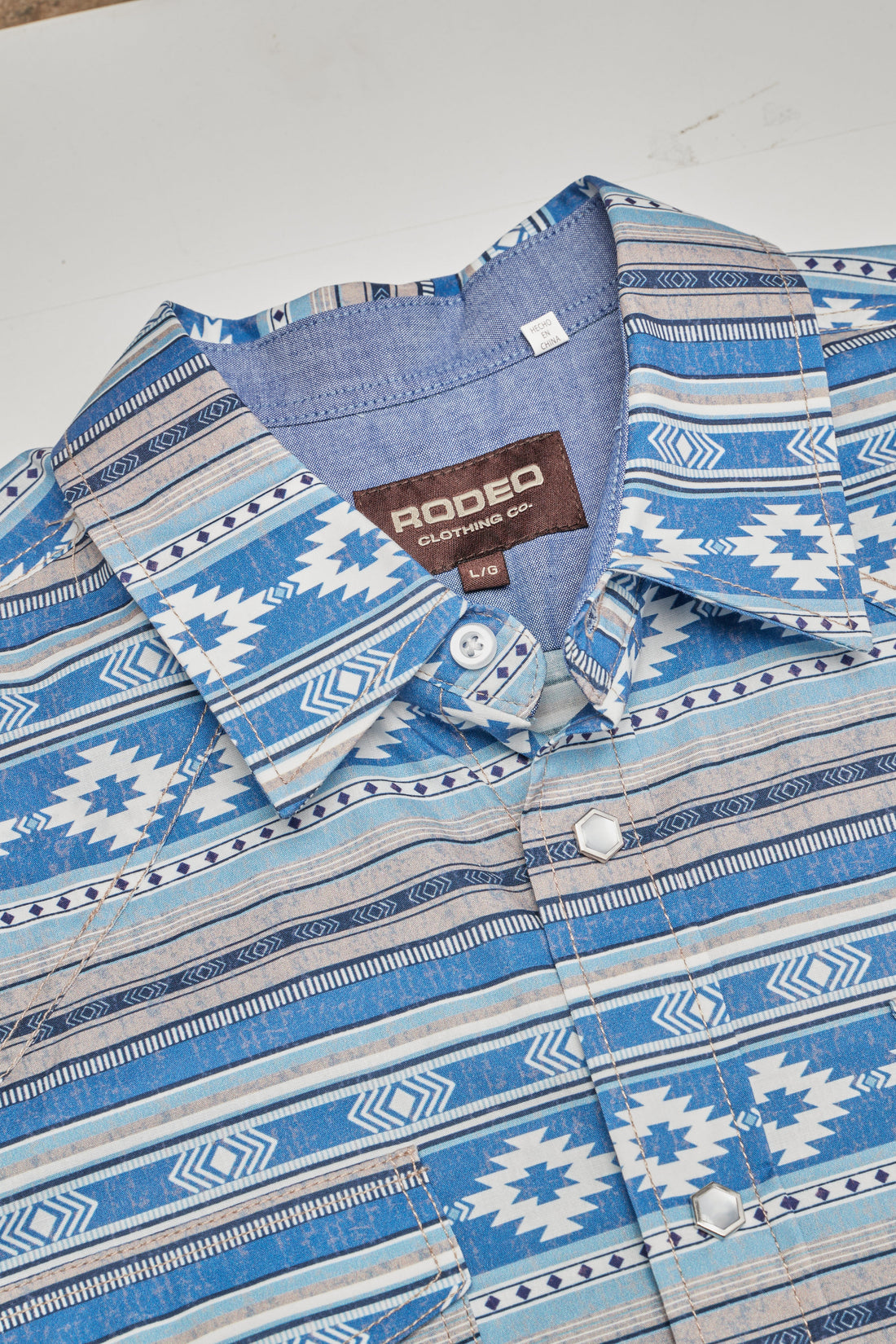 Men's Western Pearl Snap Print Shirt-PS100L-1119