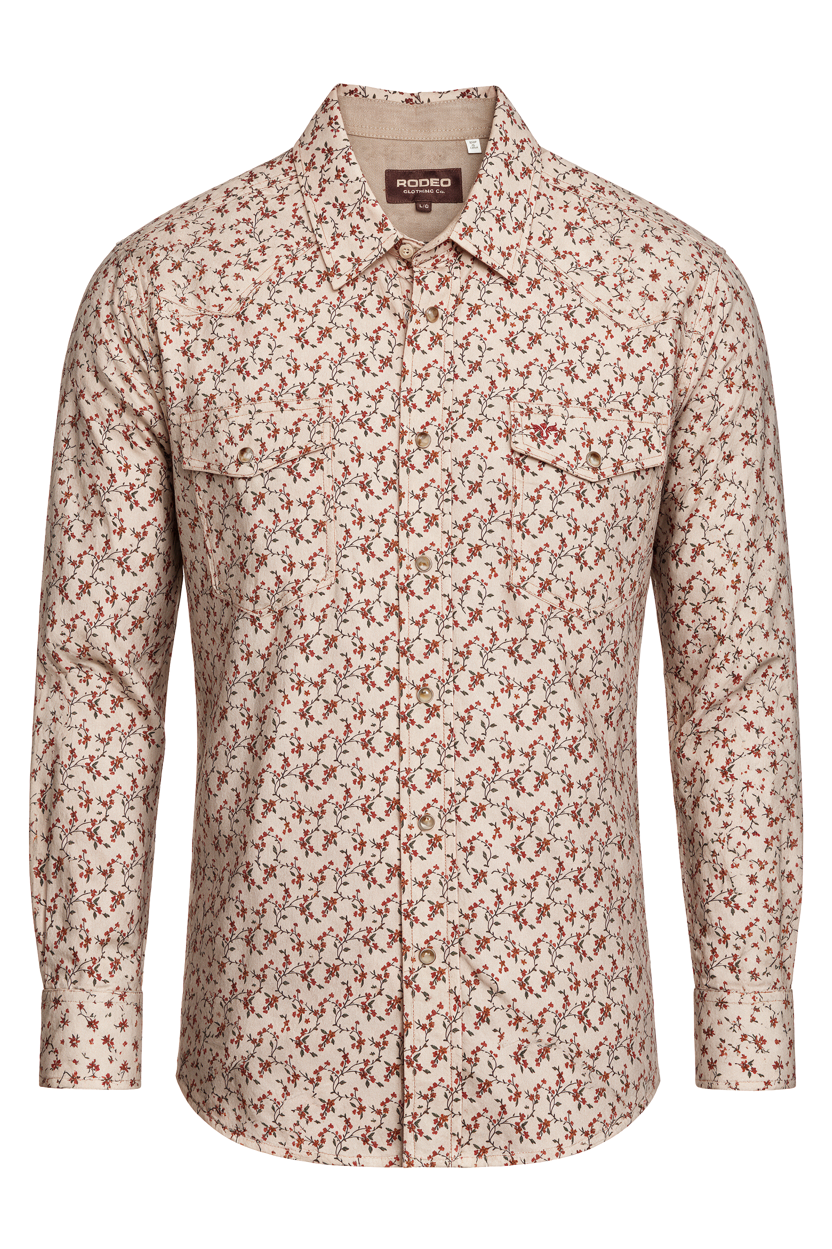 Men's Western Pearl Snap Print Shirt-PS100L-1122
