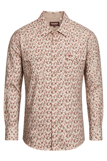Men's Western Pearl Snap Print Shirt-PS100L-1122