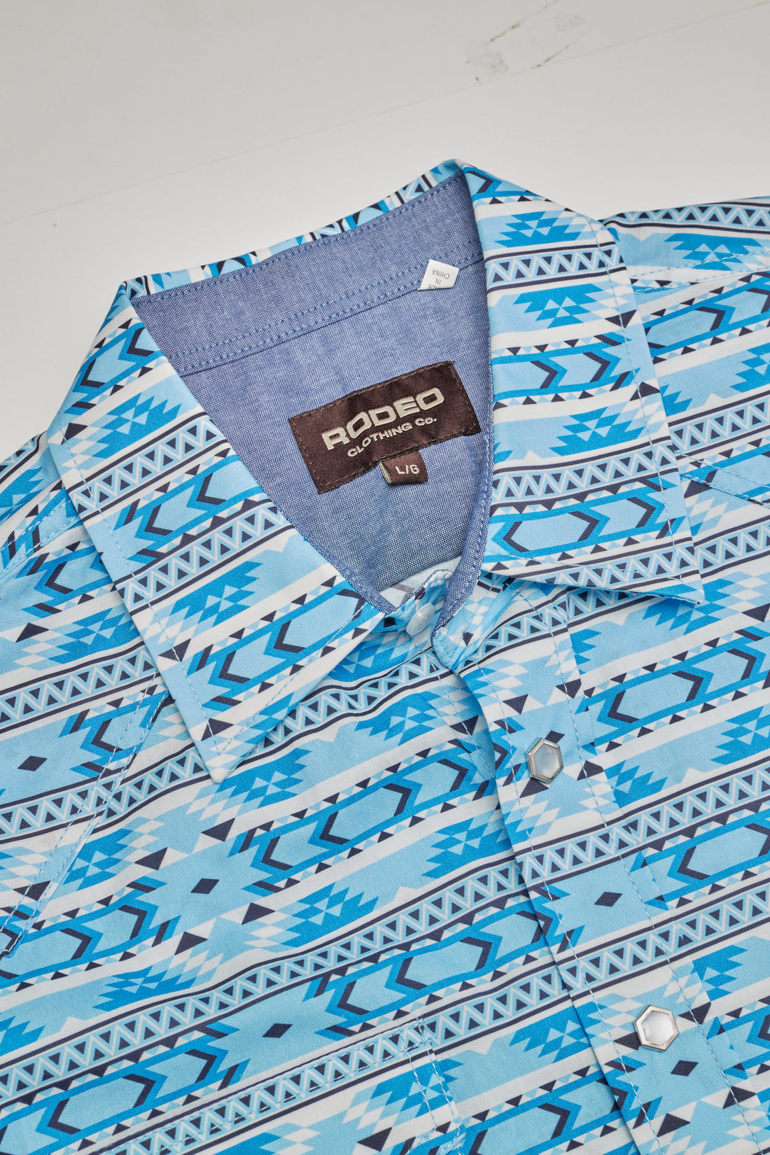 Men's Western Pearl Snap Print Shirt-PS100L-1124