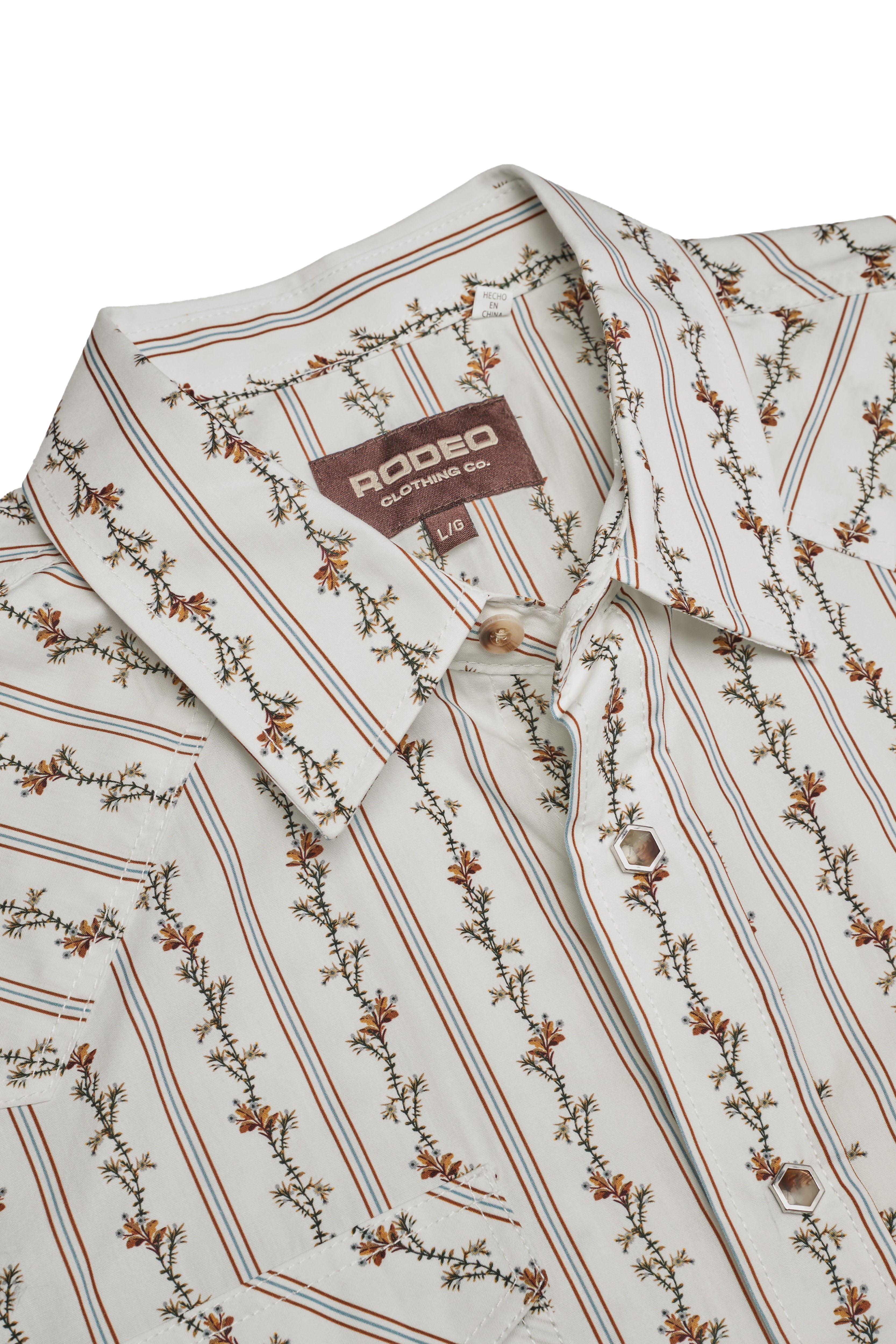 Men's Western Pearl Snap Print Shirt-PS100L-1131