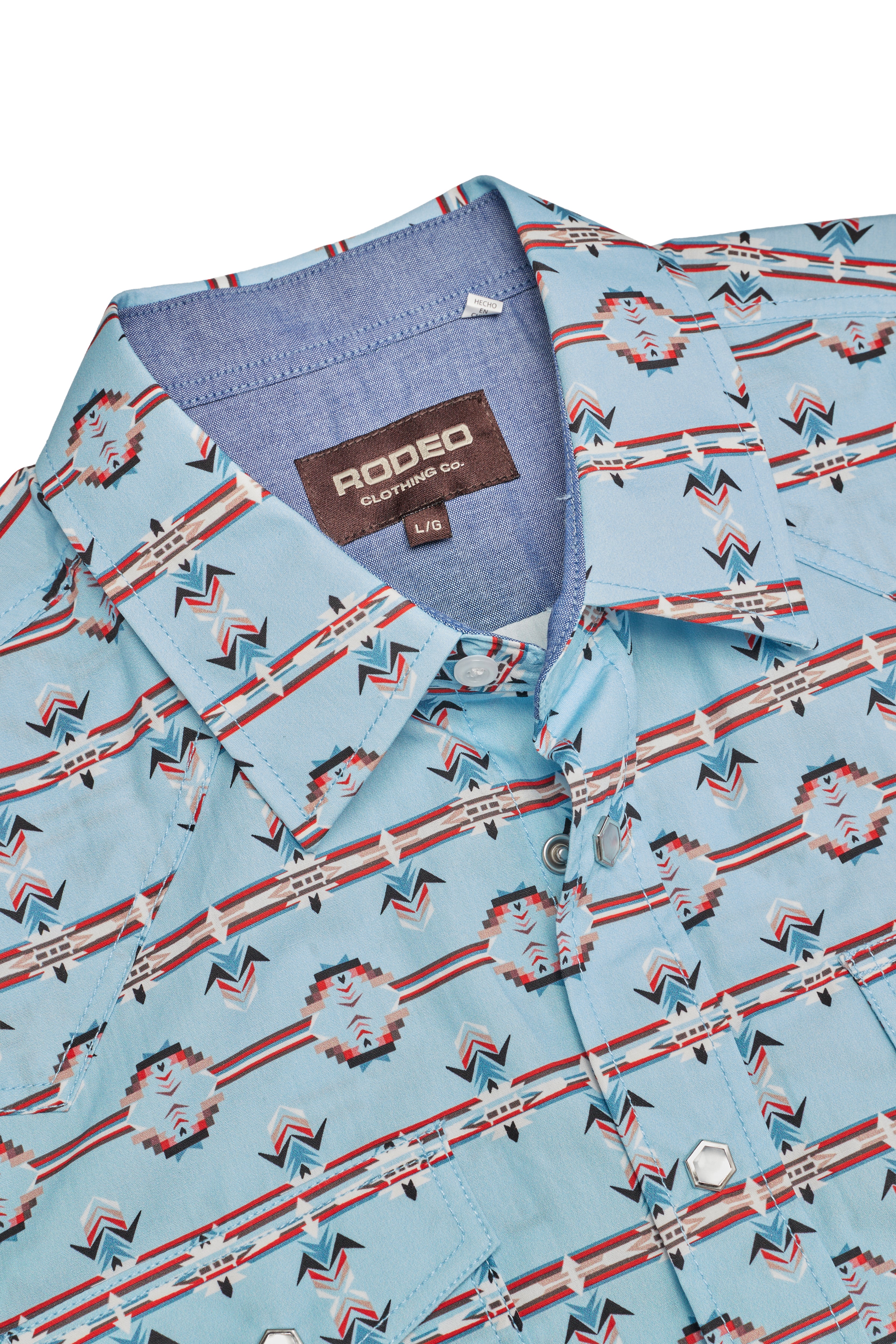 Men's Western Pearl Snap Print Shirt-PS100L-1142