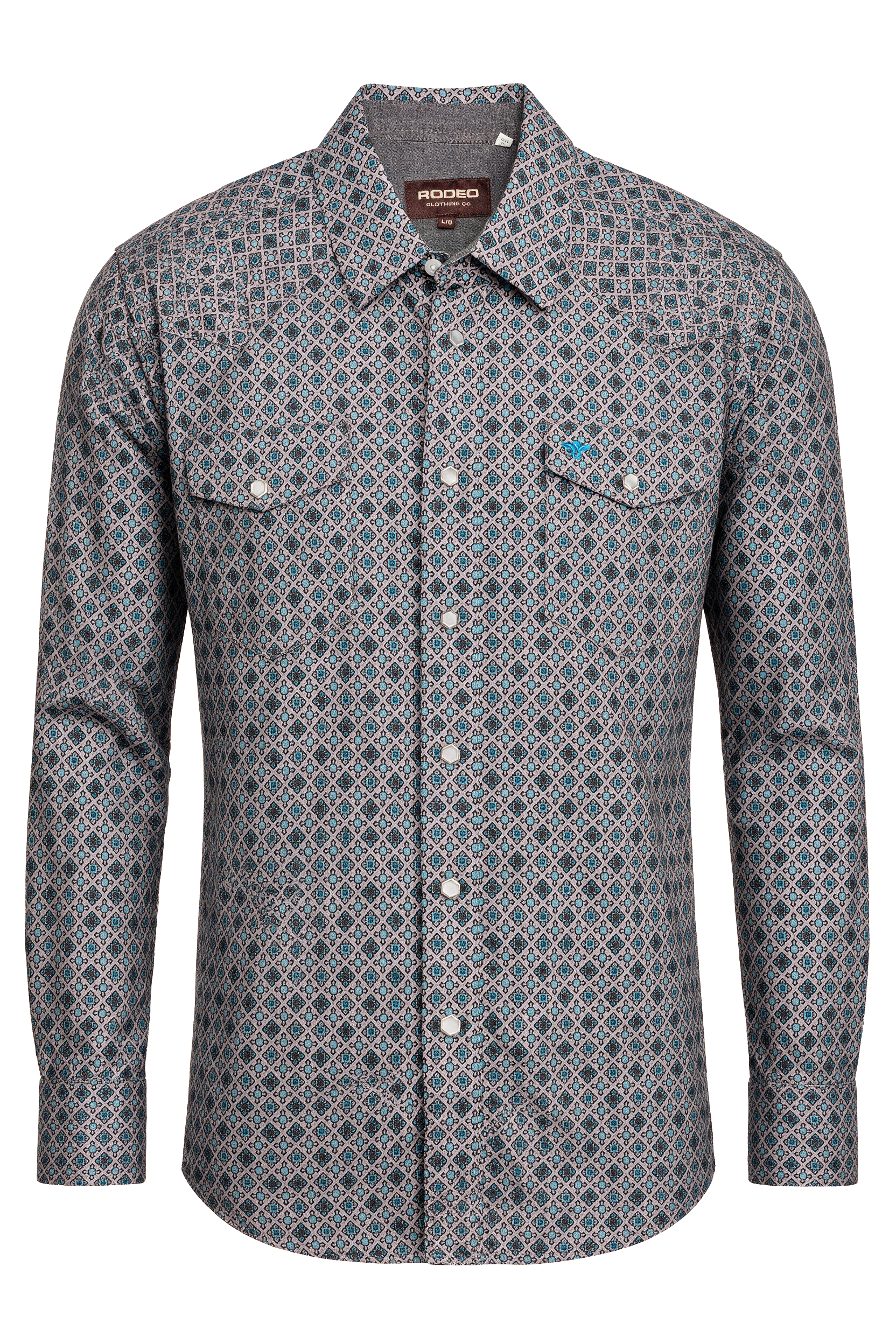 Men's Western Pearl Snap Print Shirt-PS100L-1176