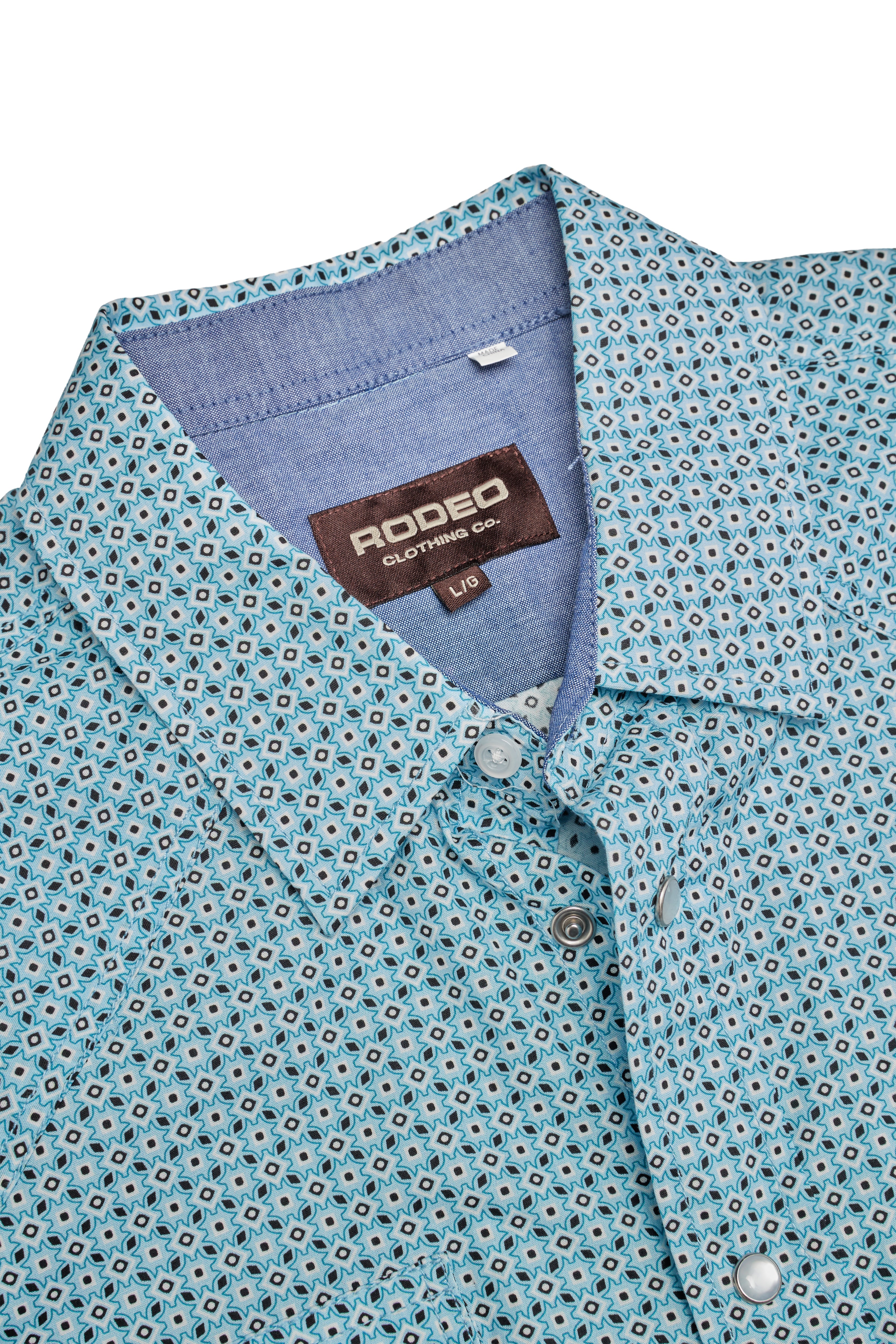 Men's Western Pearl Snap Print Shirt-PS100L-1181