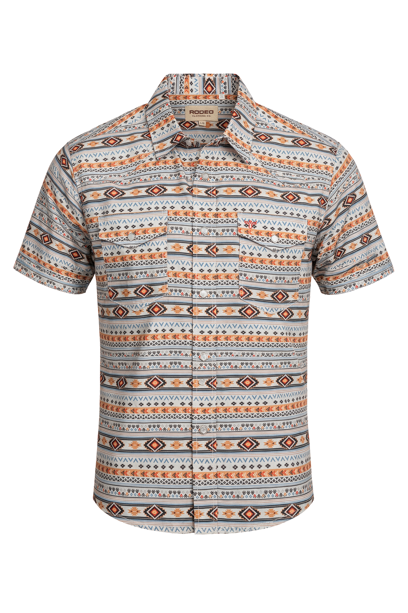 Men's Short Sleeve Pearl Snap Print Shirt-PS100S-1140