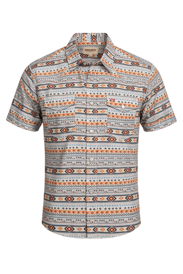 Men's Short Sleeve Pearl Snap Print Shirt-PS100S-1140