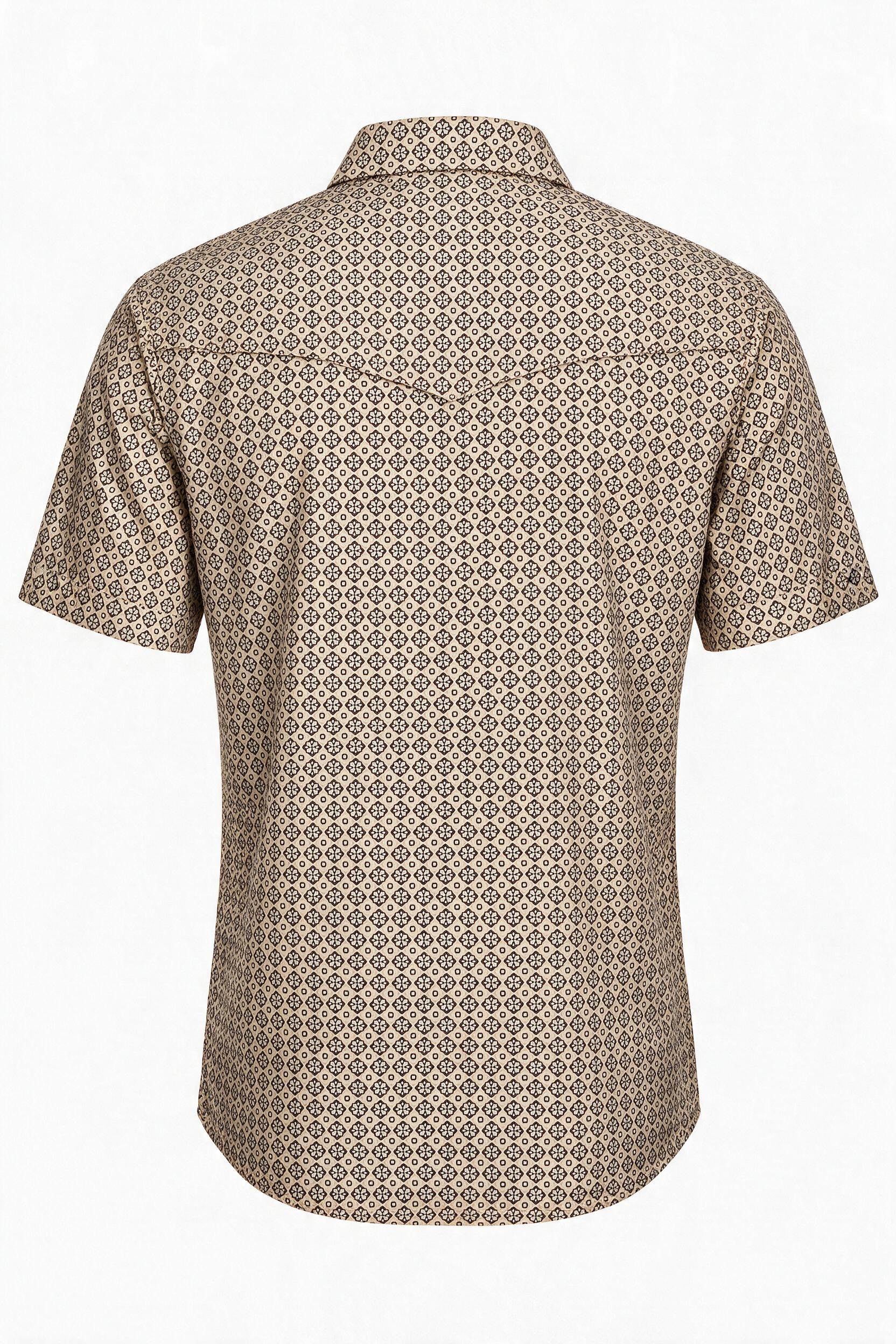 Men's Short Sleeve Pearl Snap Print Shirt-PS100S-1180