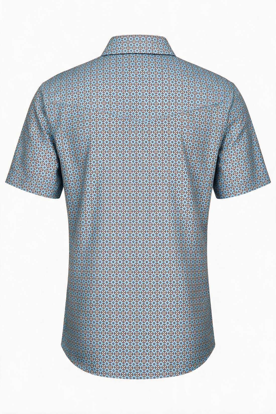 Men's Short Sleeve Pearl Snap Print Shirt-PS100S-1182